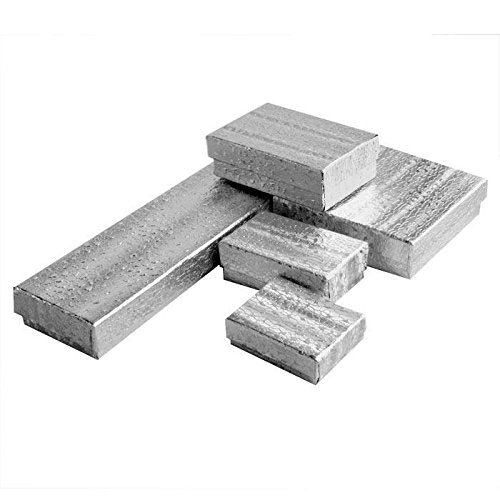 Premium Silver Cotton-Filled Jewelry Gift Boxes - Set of 100 (Assorted Sizes) - Perfect for Necklaces, Rings, Earrings & Bracelets - Ideal for Jewelry Stores, Wedding Favors & Retail Packaging