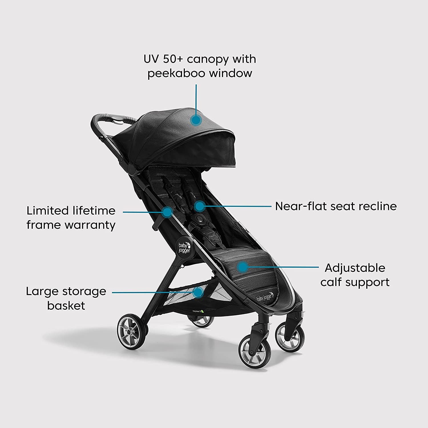 Baby Jogger Tour2 Travel System - Lightweight Stroller & Car Seat Combo in Pitch Black | Perfect for Newborns, Infants & Toddlers | Ideal for City Walks, Shopping & Travel