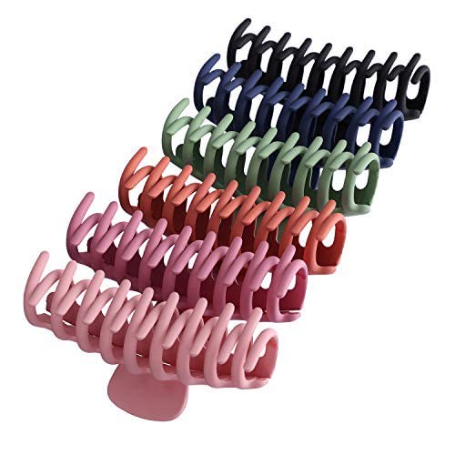 ALIBA COLLECTION 6pcs Large Matte Hair Clips 4.3 Inch - No Slip Strong Hold Banana Hair Claws for Women & Girls (Multicolor) - Perfect for Thick Hair, Ponytails & Everyday Hairstyles