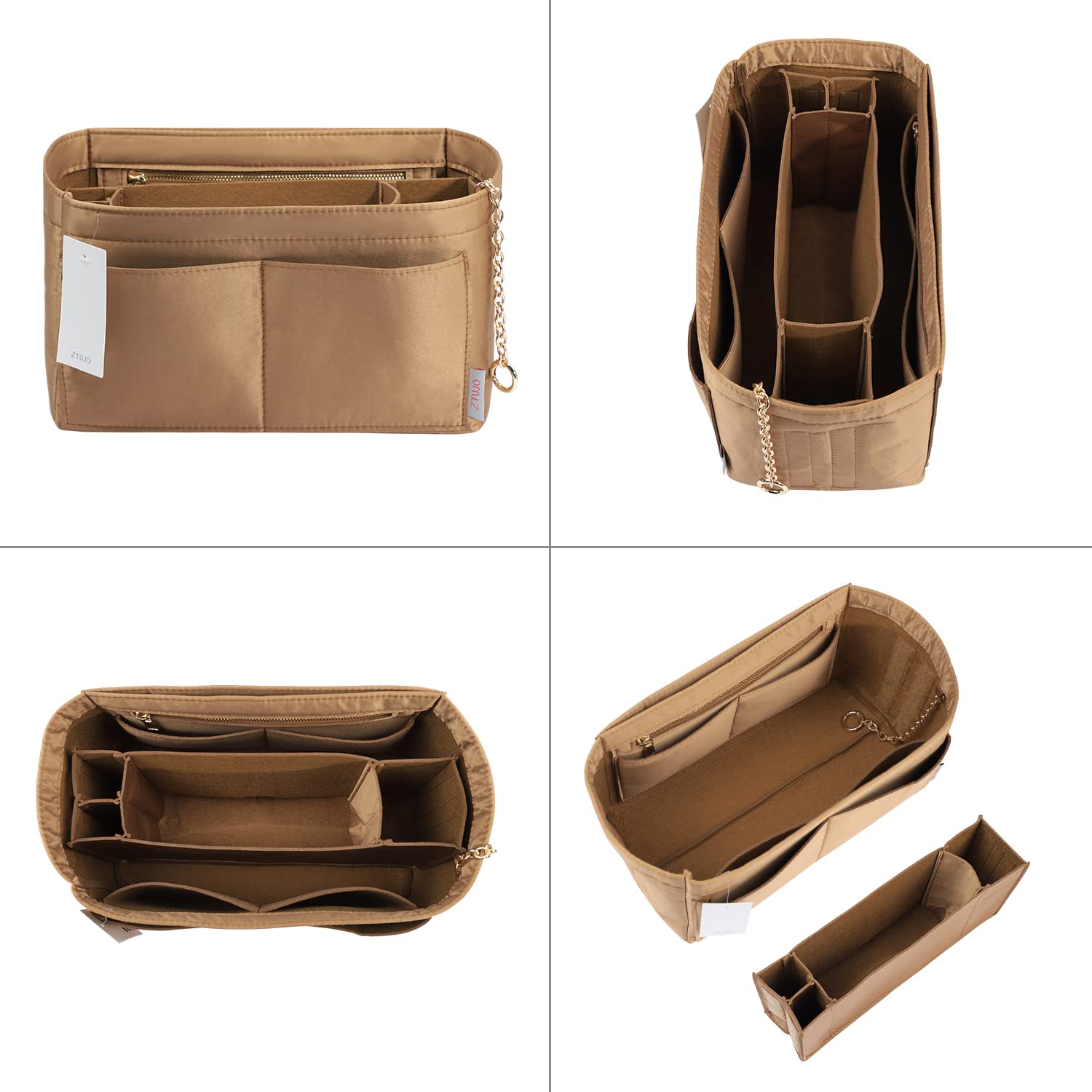 Premium Felt Purse Organizer Insert with Zipper & Sewn Bottom - 6 Sizes for Louis Vuitton Speedy, Neverfull, Graceful Handbags | Perfect for Travel, Work & Daily Organization