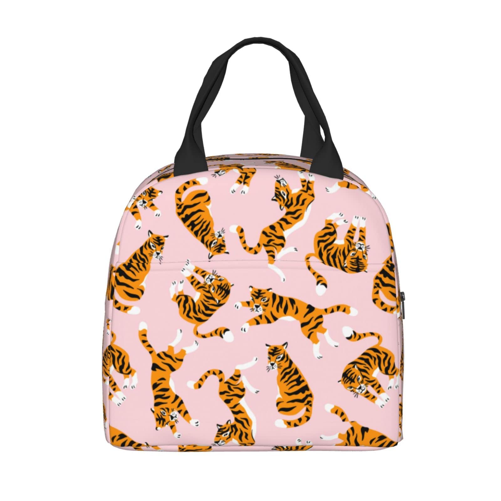 Pink Tigers Insulated Lunch Box for Kids - Reusable Thermal Lunch Bag for Boys & Girls, Perfect for School, Camping, Hiking, Picnic, Beach & Travel - Ideal for Keeping Meals Fresh On-the-Go
