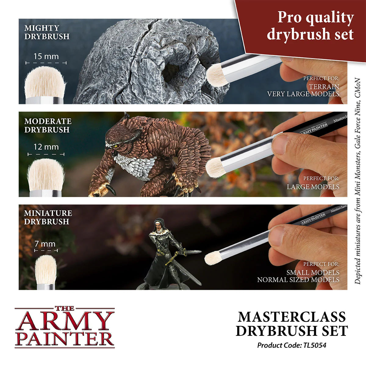 Army Painter Masterclass Drybrush Set - Premium Miniature Painting Brushes for Wargaming & Tabletop Models | Perfect for Warhammer, D&D, and Scale Model Detailing