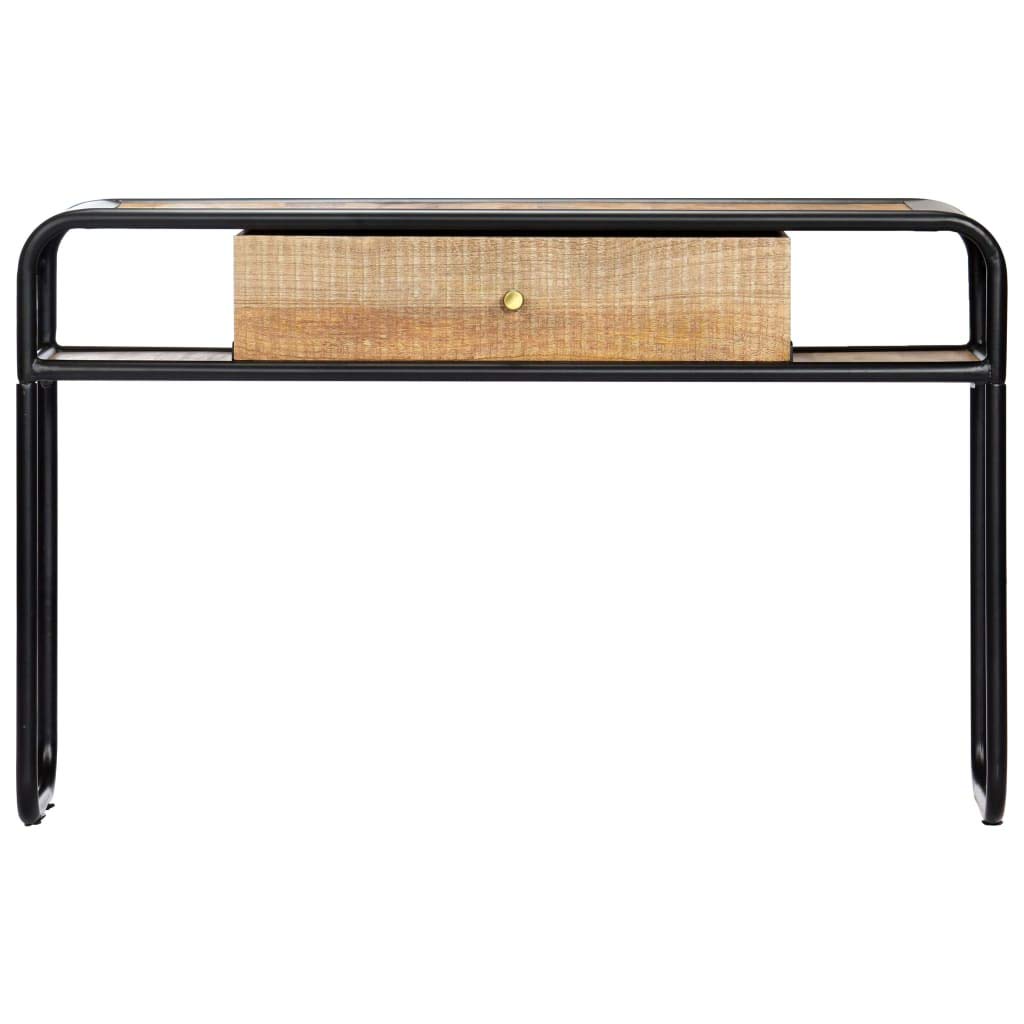 Solid Mango Wood Console Table with Drawer & Storage Shelf - 46.5