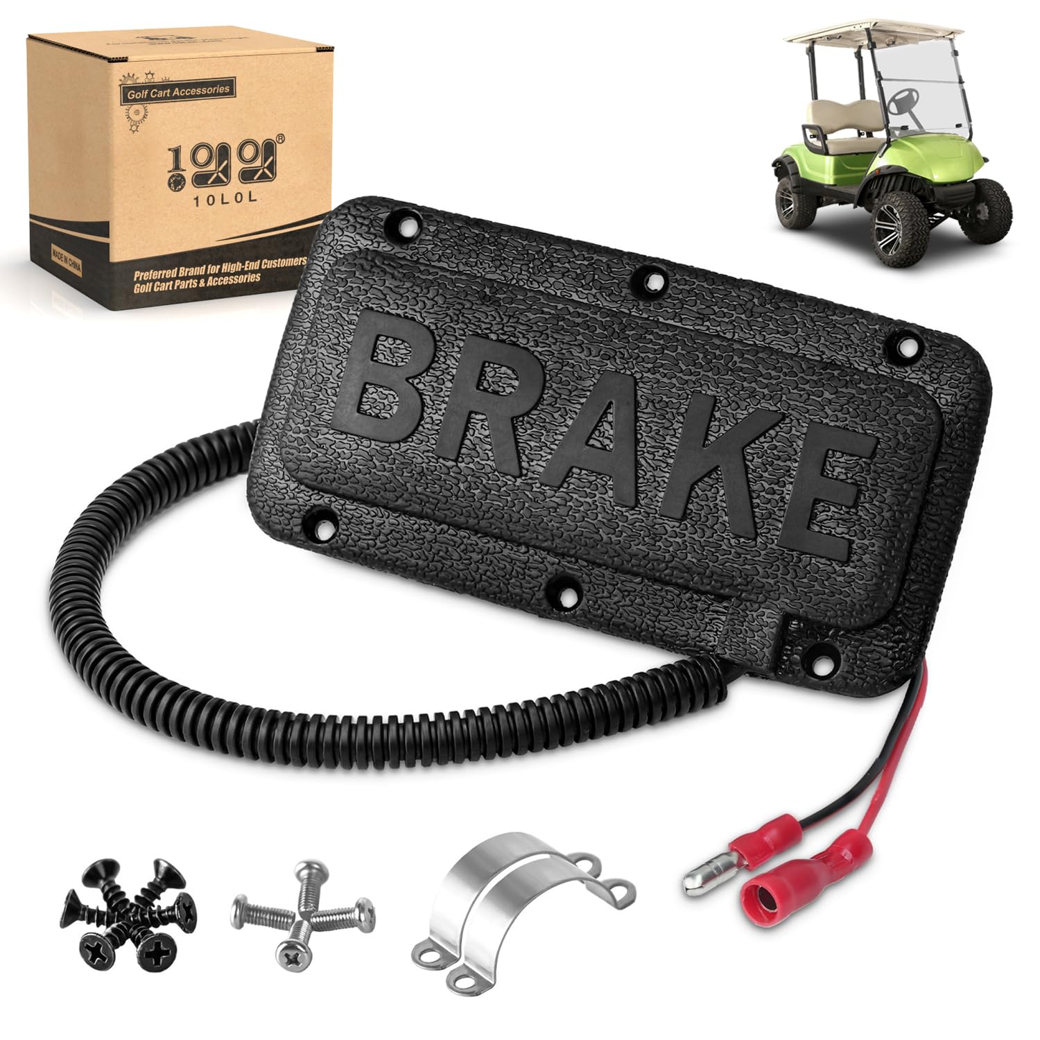 Universal Golf Cart Brake Light Switch & Brake Pad - Compatible with Yamaha, Club Car, EZGO (10L0L) - Perfect for Golf Cart Safety Upgrades & Maintenance