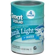Great Value Chunk Light Tuna in Water, 5 oz Cans (Pack of 4) - High Protein, Low Mercury, Perfect for Salads, Sandwiches & Quick Meals