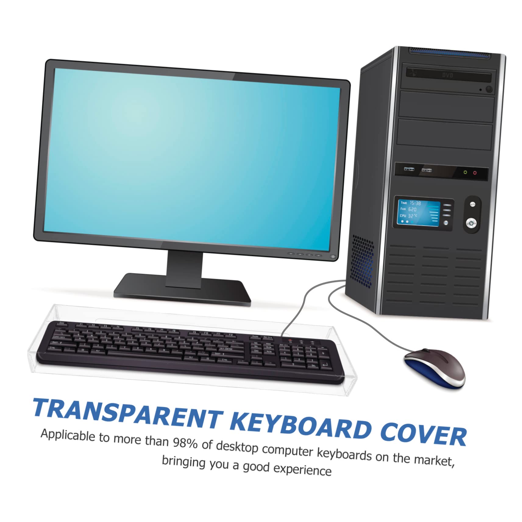 Zerodeko Clear Waterproof Keyboard Cover Protector - Universal Laptop & Computer Keyboard Case Accessory for Home, Office, and Travel Use