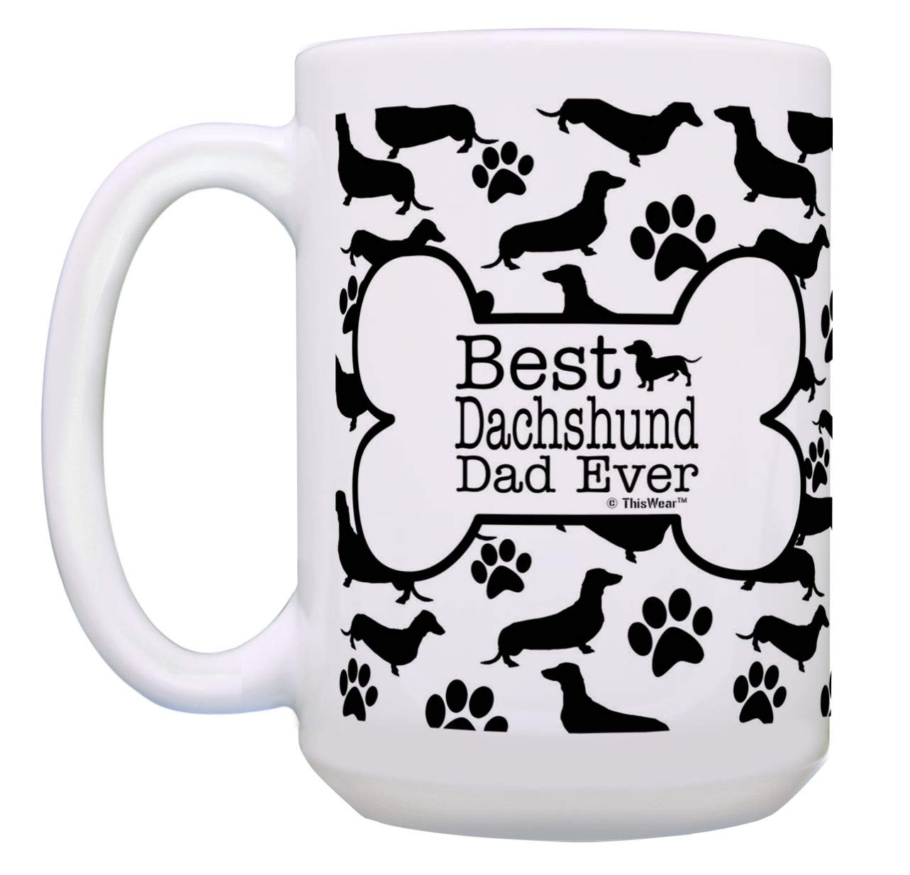 Best Dachshund Dad & Mom Ever Mug Set - 2 Pack 15oz Coffee & Tea Cups for Couples - Perfect Gift for Dachshund Lovers, Pet Parents & Dog Owners - Ideal for Morning Coffee, Tea Time or Anniversary Gifts
