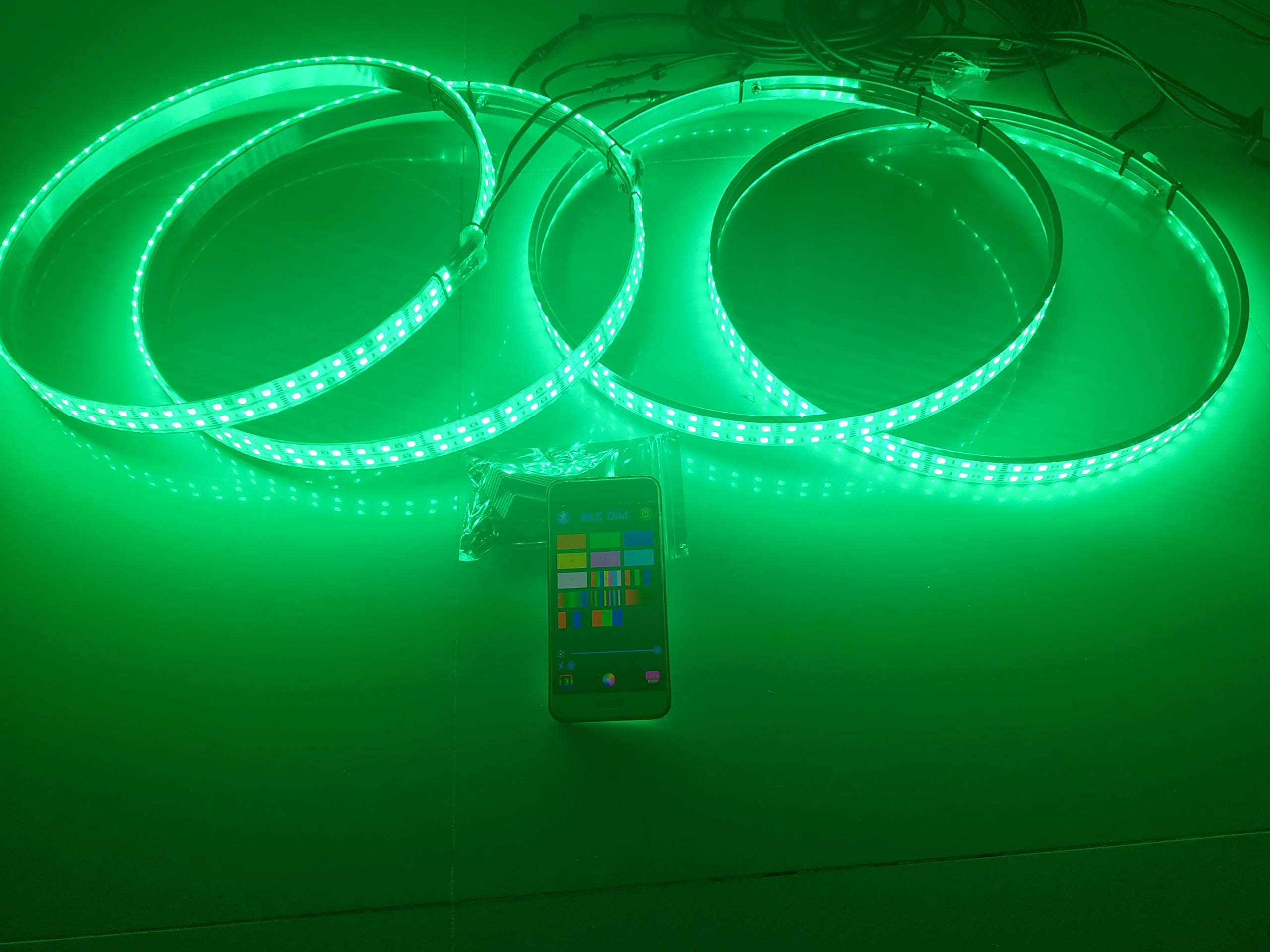 4PCS RGB LED Wheel Ring Lights & 4PCS 1.4M Underbody Neon Light Kit - 17.5