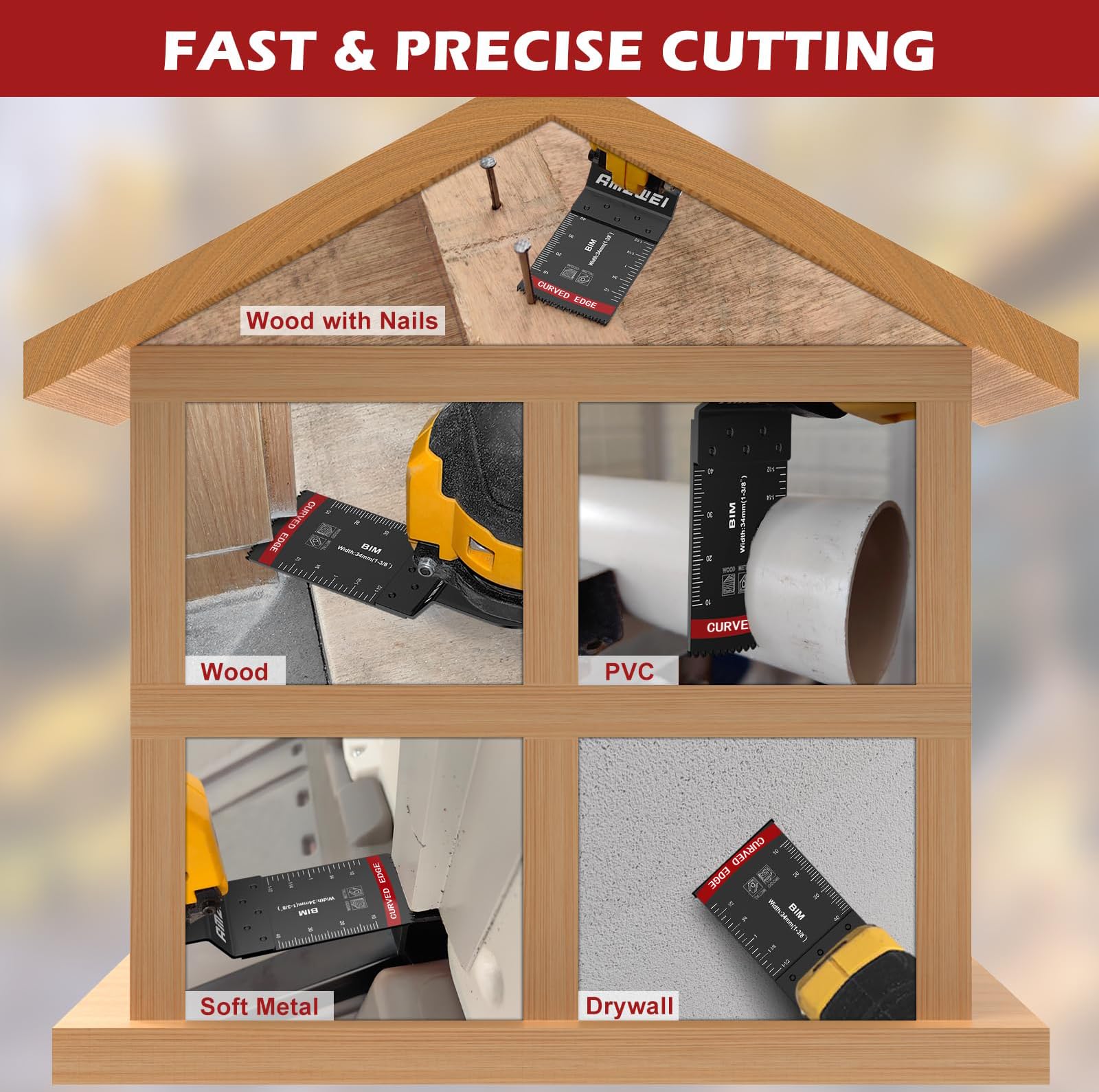 10-Piece Bi-Metal Oscillating Tool Blades Set - 1-3/8