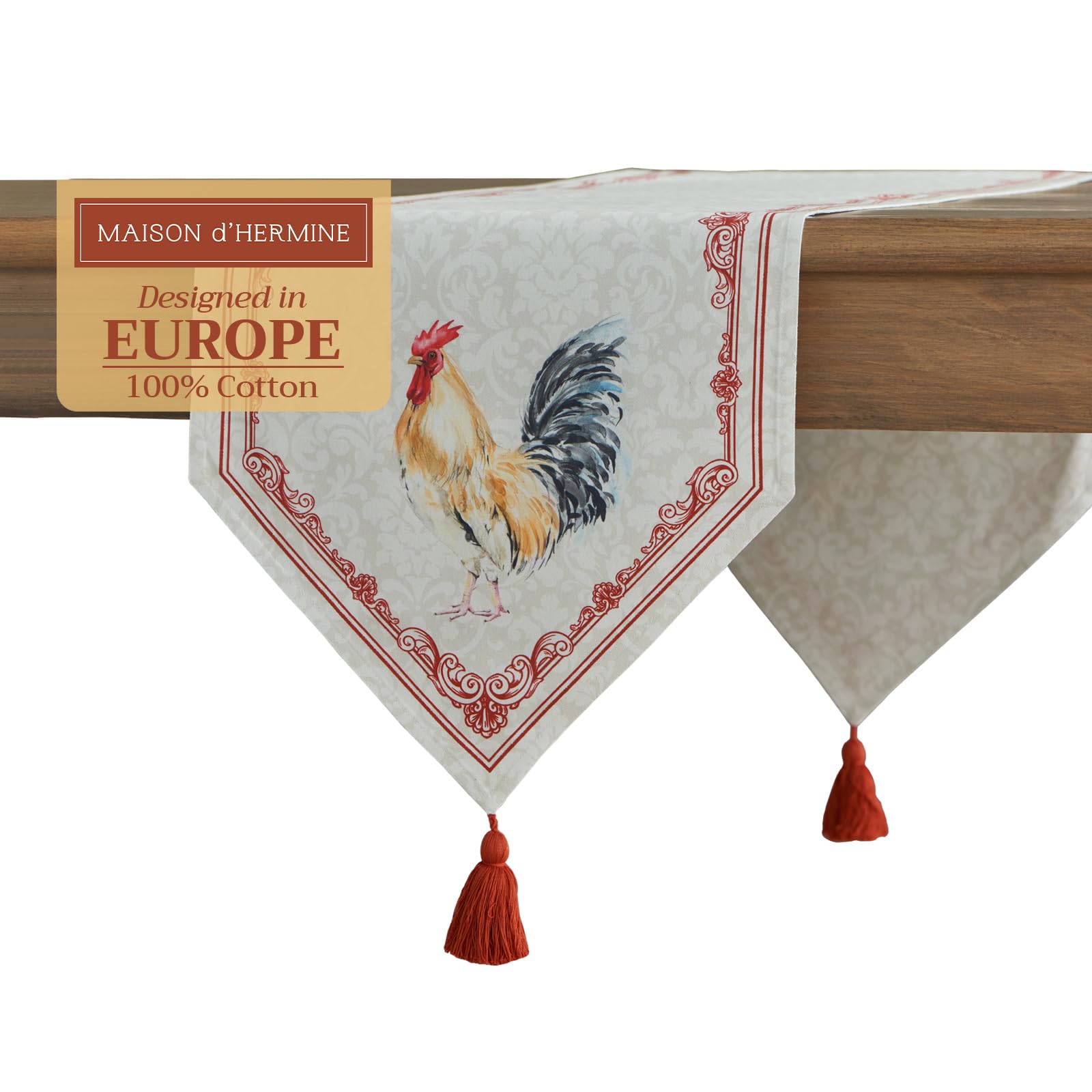 Maison d'Hermine 100% Cotton Double Layer Easter Table Runner - 108 Inch Long Farmhouse Style Dining Decor for Spring, Summer, Kitchen, Party & Camping (Campagne, 14.5x108 in) - Perfect for Easter Celebrations, Picnics and Outdoor Dining