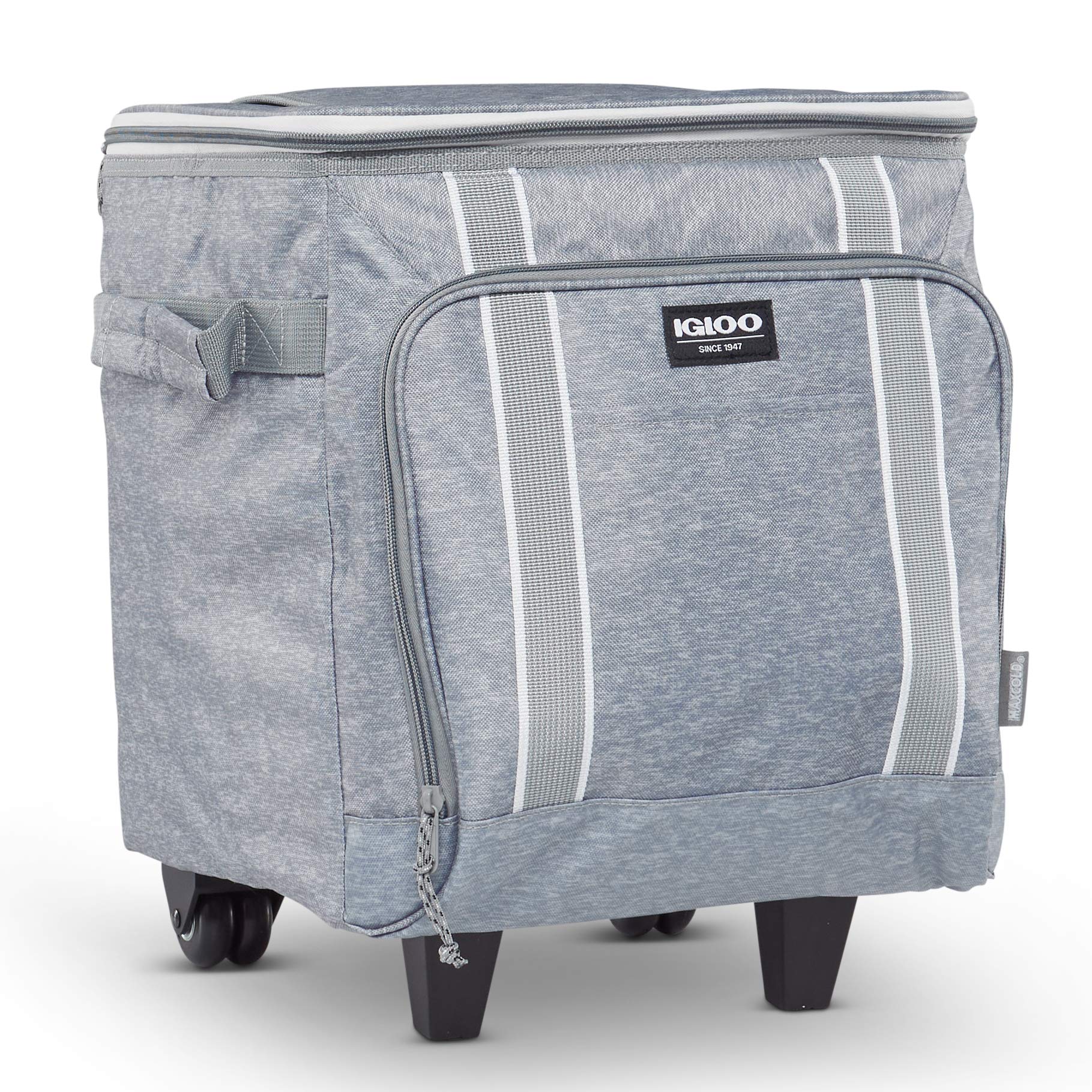 Igloo Large Rolling Cooler - 50-Quart Insulated Soft-Sided Cooler with Wheels for Camping, Beach, Picnics & Outdoor Adventures