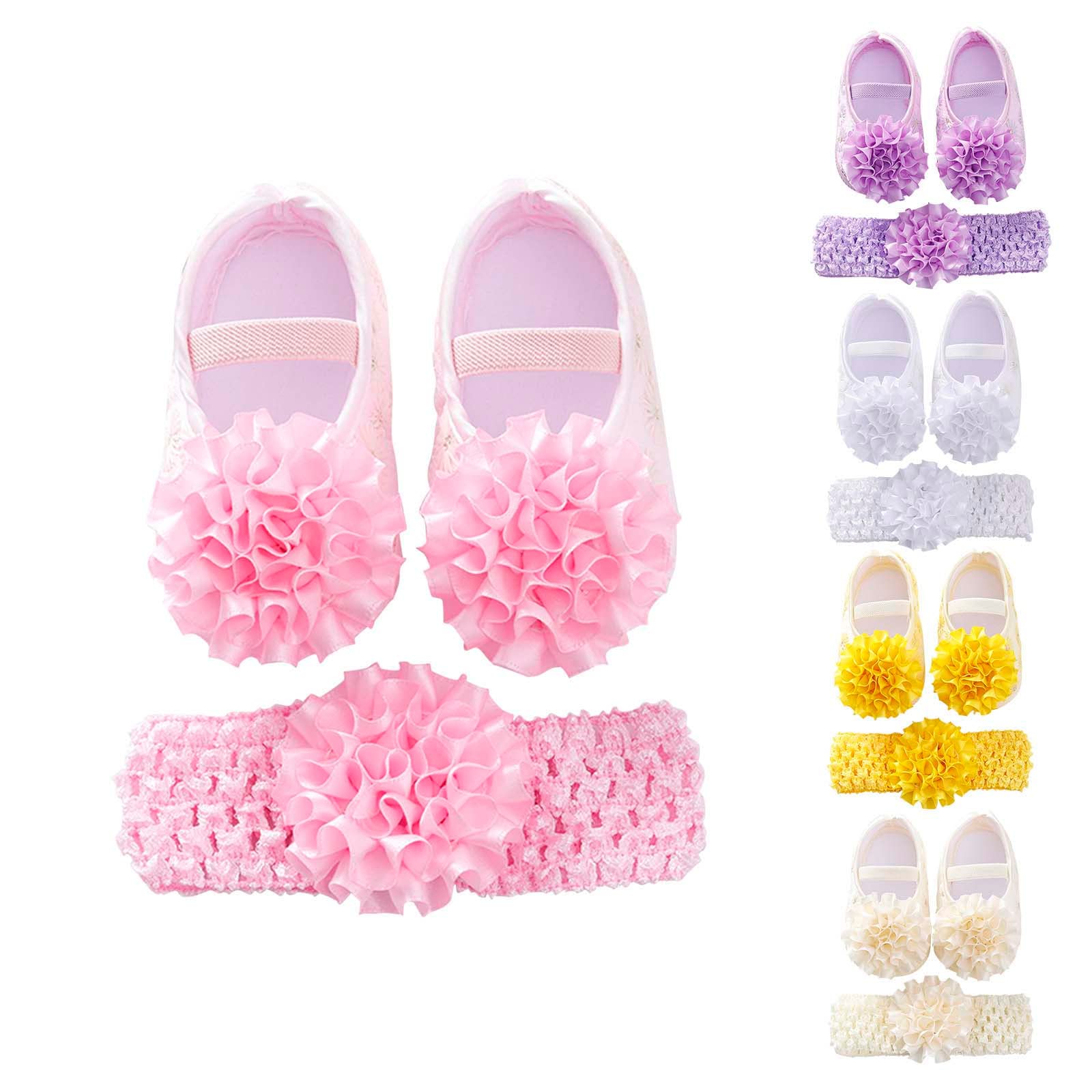 Princess Baby Shoes with Headband - Soft Sole Anti-Slip for Toddlers - Perfect for First Walkers & Special Occasions