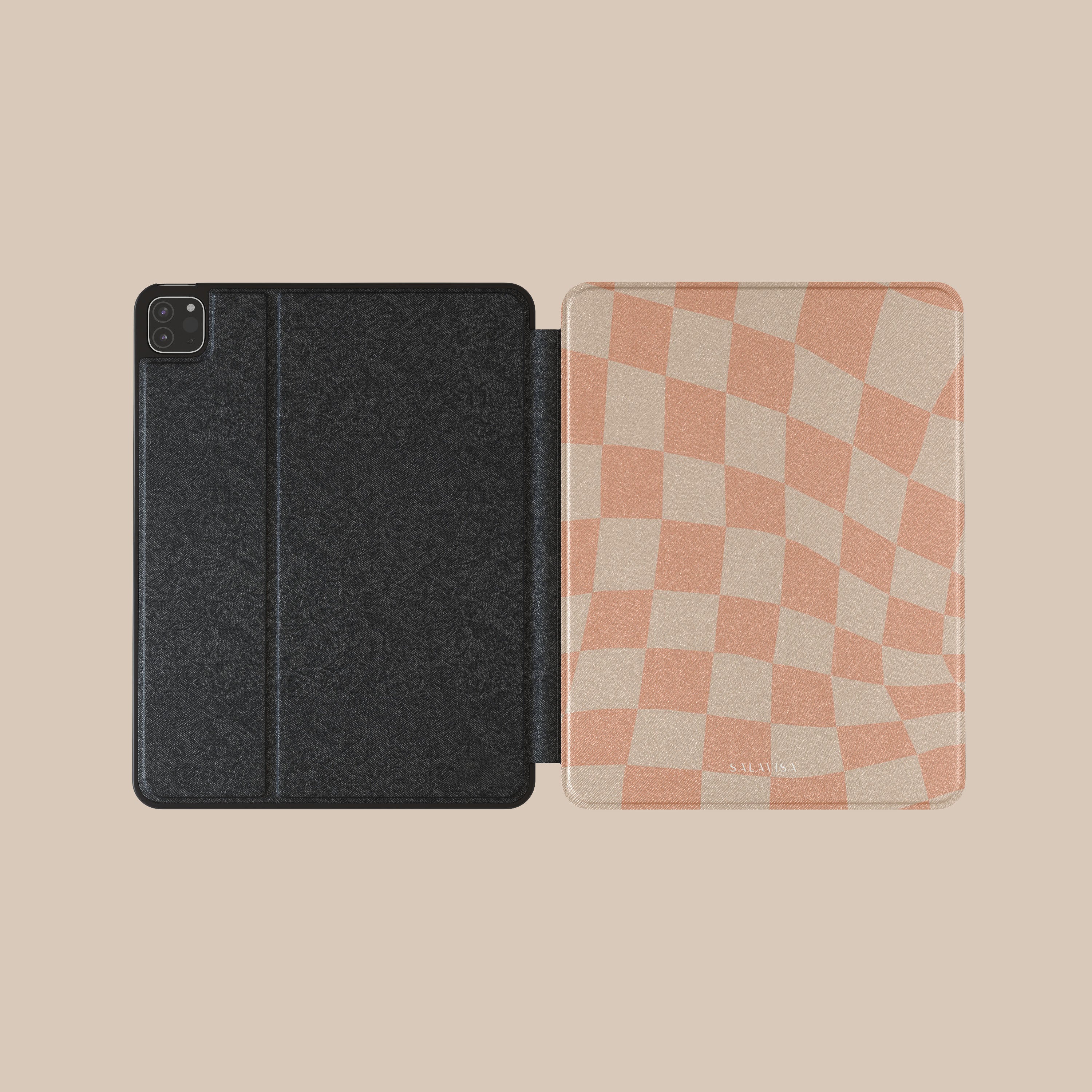 Stylish Neutral Wave Checkered iPad Case - Protective Cover for iPad Air/Pro (6th-12th Gen) - Perfect for Work, School & Travel Accessories