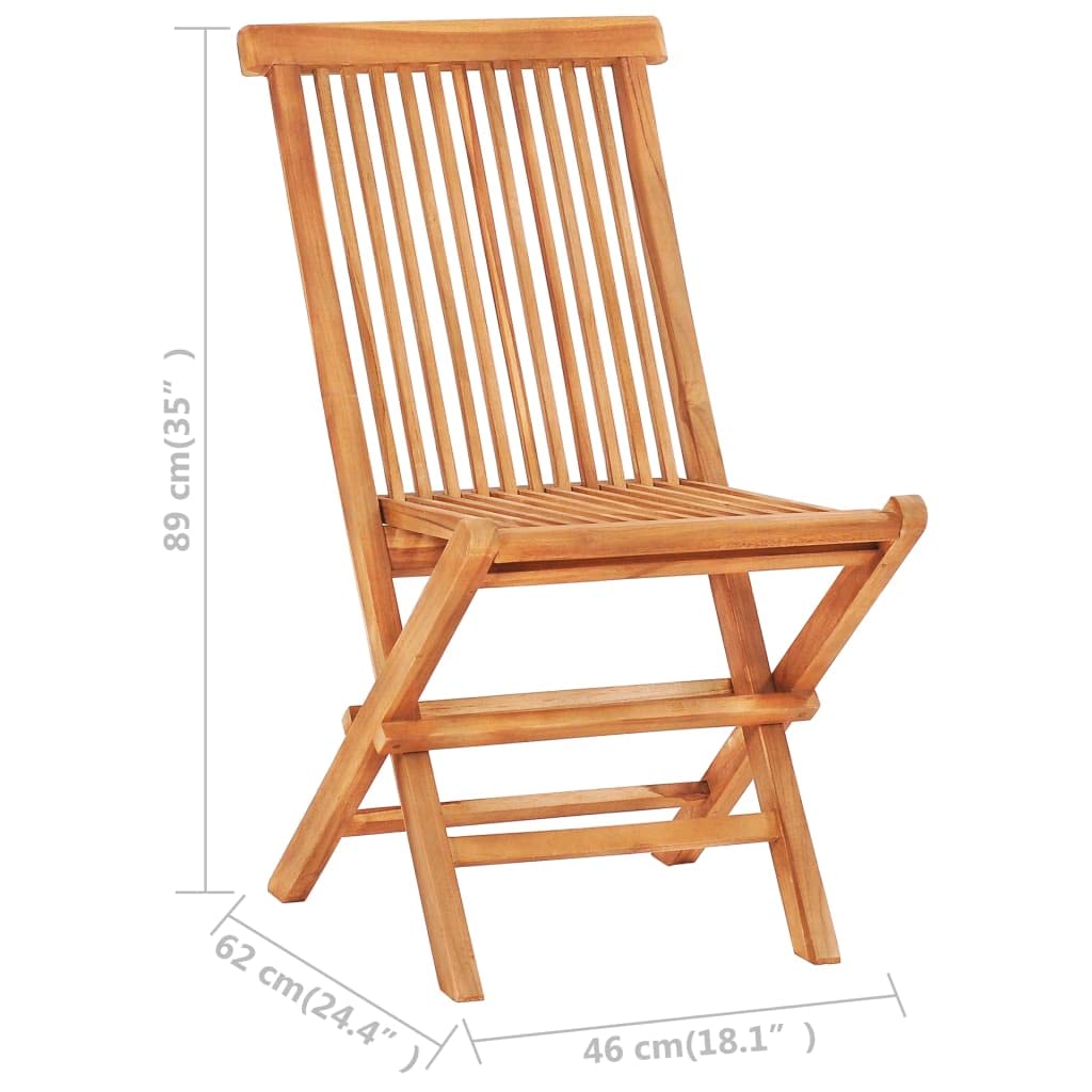 vidaXL 3-Piece Patio Bistro Set with Cushions - Folding Teak Wood Table & Chairs for Garden, Outdoor Conversation - Farmhouse Style Patio Furniture for Backyard, Deck, and Poolside Relaxation