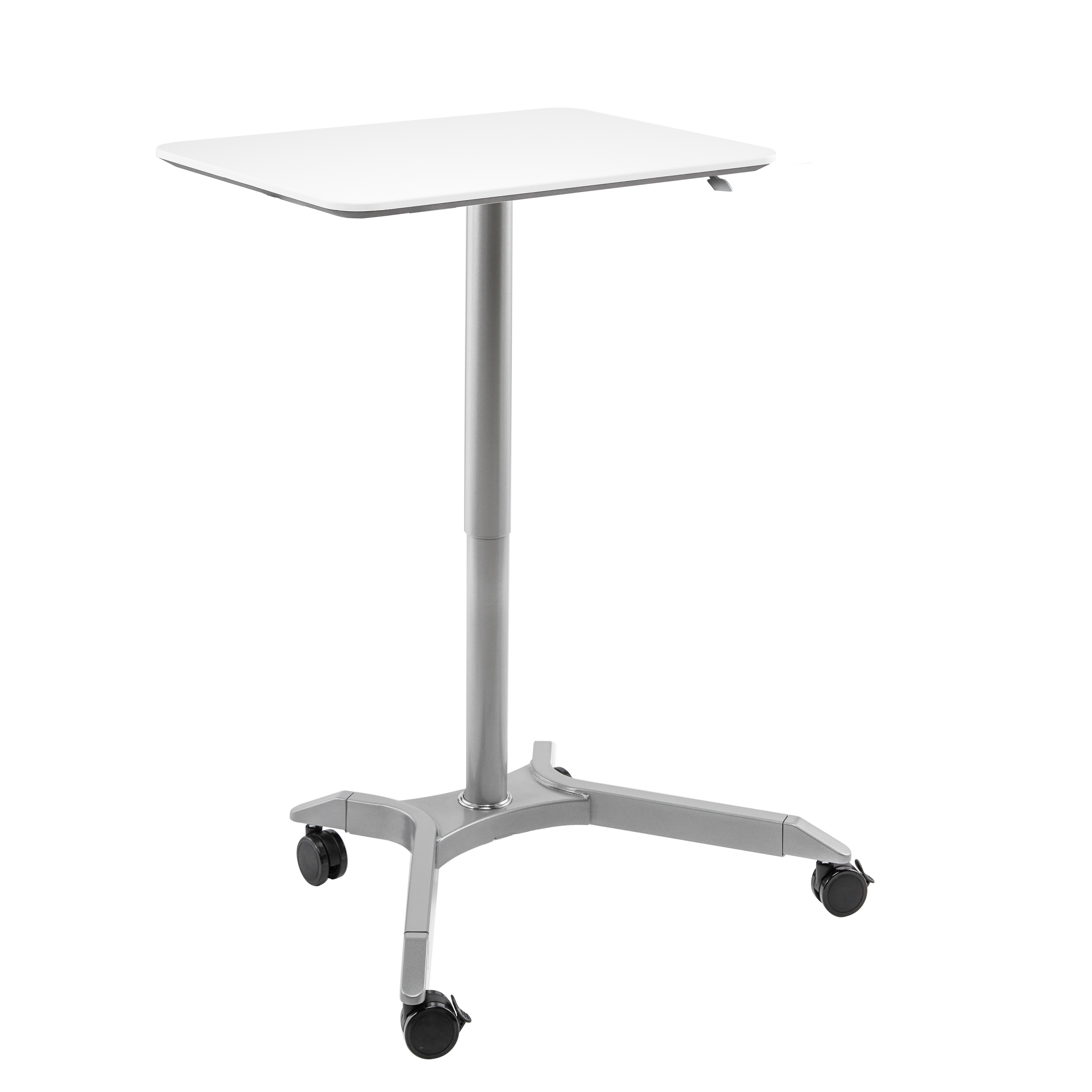 Premium AirLIFT® Pneumatic Height Adjustable Mobile Standing Desk Cart - White | Rolling Workstation for Office, Home & Classroom | Ergonomic Sit Stand Solution for Productivity & Comfort