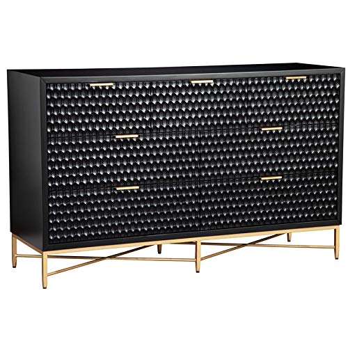 Modern 7-Drawer Black Wood Dresser for Bedroom - Trent Home Contemporary Storage Furniture for Clothes & Accessories