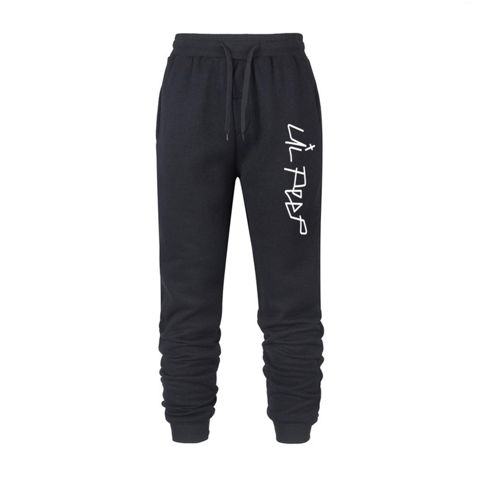 Lil Peep Fleece Pants Love Letter Print Unisex Joggers - Hip Hop Streetwear Sweatpants for Men & Women (Black) - Perfect for Casual Wear, Gym, and Street Style Fashion