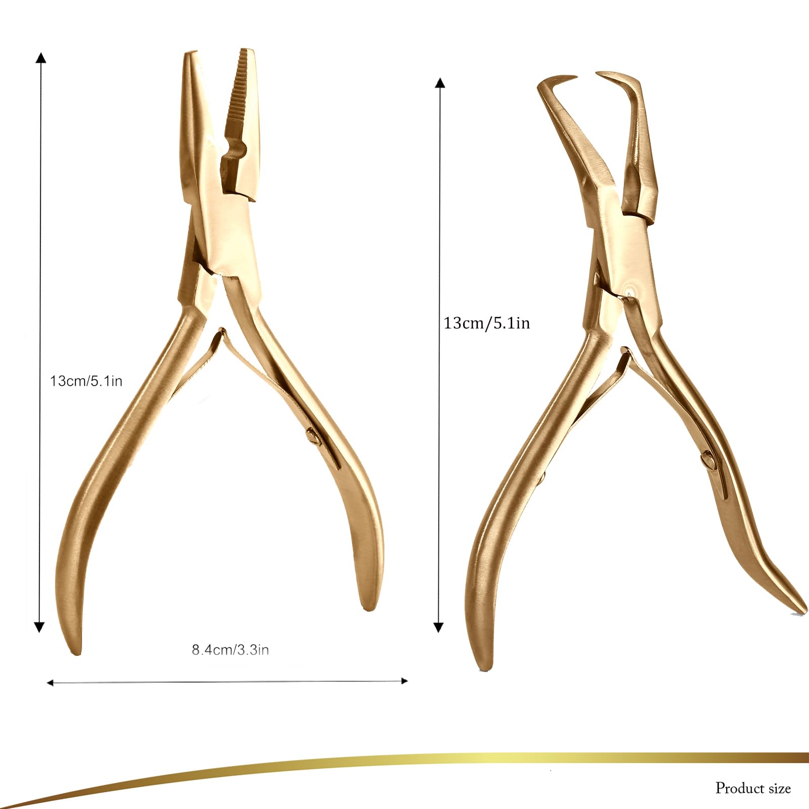 **EHDIS Professional Hair Extension Beading Tool Kit - Stainless Steel Micro Link Bead Closer & Remover Pliers Set with Hair Pulling Hook & Micro Ring Loop Tool (Gold) - Perfect for Salon Styling & DIY Hair Extensions**