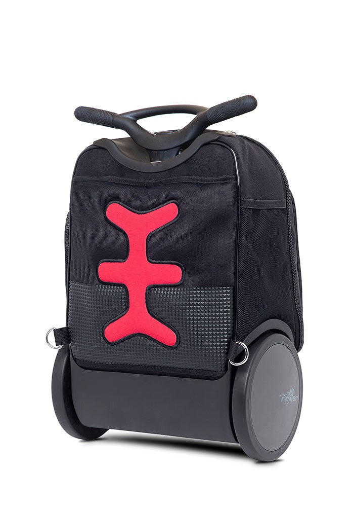 Nikidom Roller UP Trolley School Backpack - Lightweight Wheeled Travel Bag for Kids, Durable White Fire Design with Extendable Handle | Perfect for School, Travel & Daily Commute
