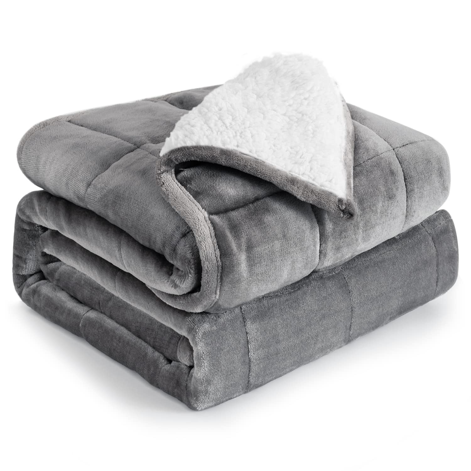15 lbs Cottonblue Sherpa Weighted Blanket - Twin Size 48x72 Inches - Ultra Soft Fleece Flannel Heavy Blanket for Adults - Perfect for Stress Relief, Anxiety & Better Sleep - Ideal Birthday Gift for Men & Women
