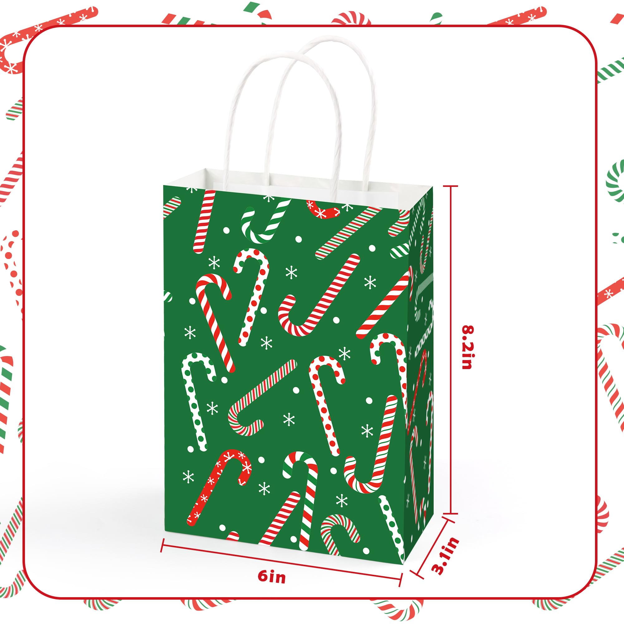 12 Pack Christmas Gift Bags for Presents - Small Holiday Treat Bags for Kids, Men & Women | Perfect for Christmas Party Favors, Stocking Stuffers & Gift Exchanges