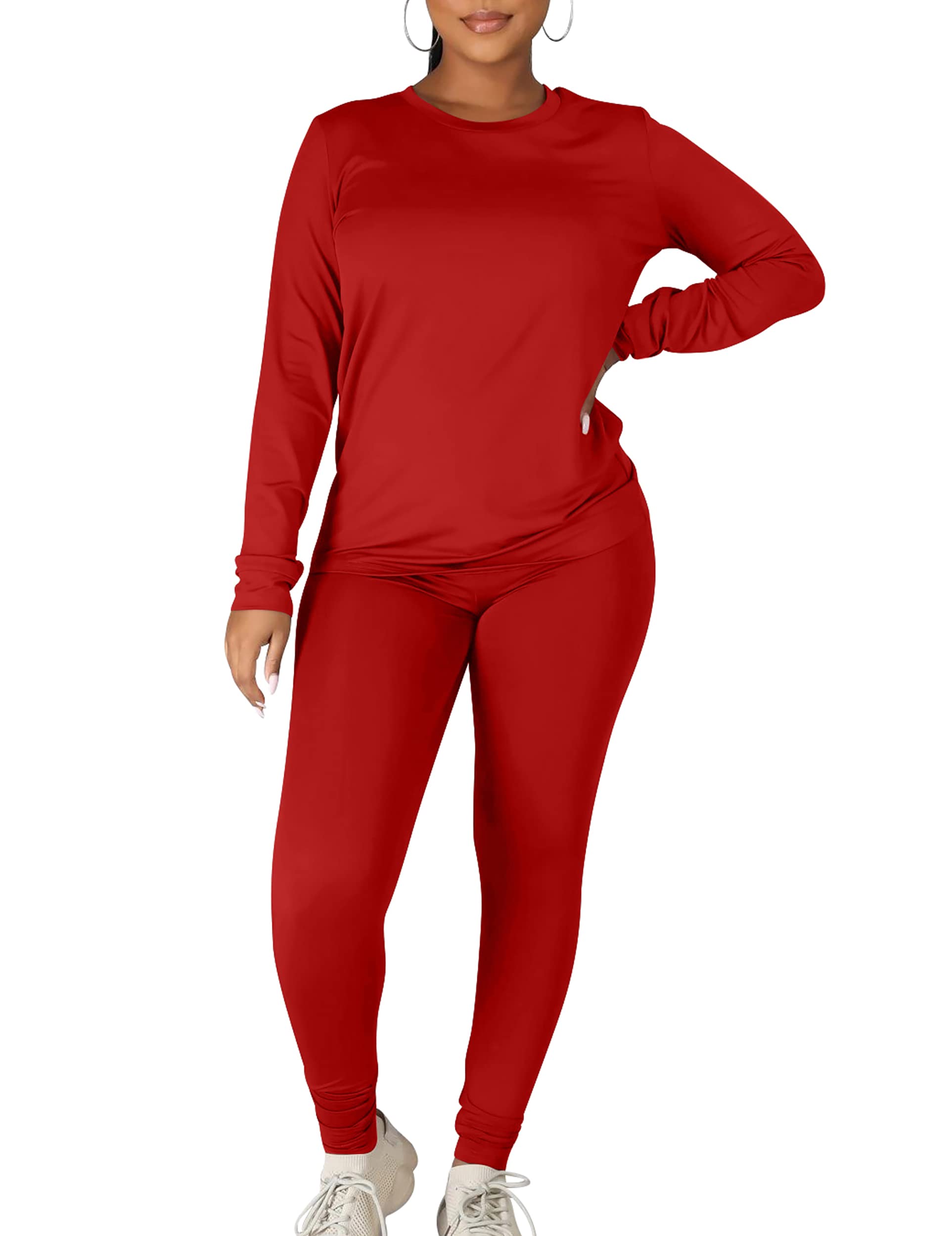 Kaximil Women's 2-Piece Workout Tracksuit Set - Long Sleeve Top & High-Waist Legging Jogger Pants | Gym, Yoga, Running & Casual Wear