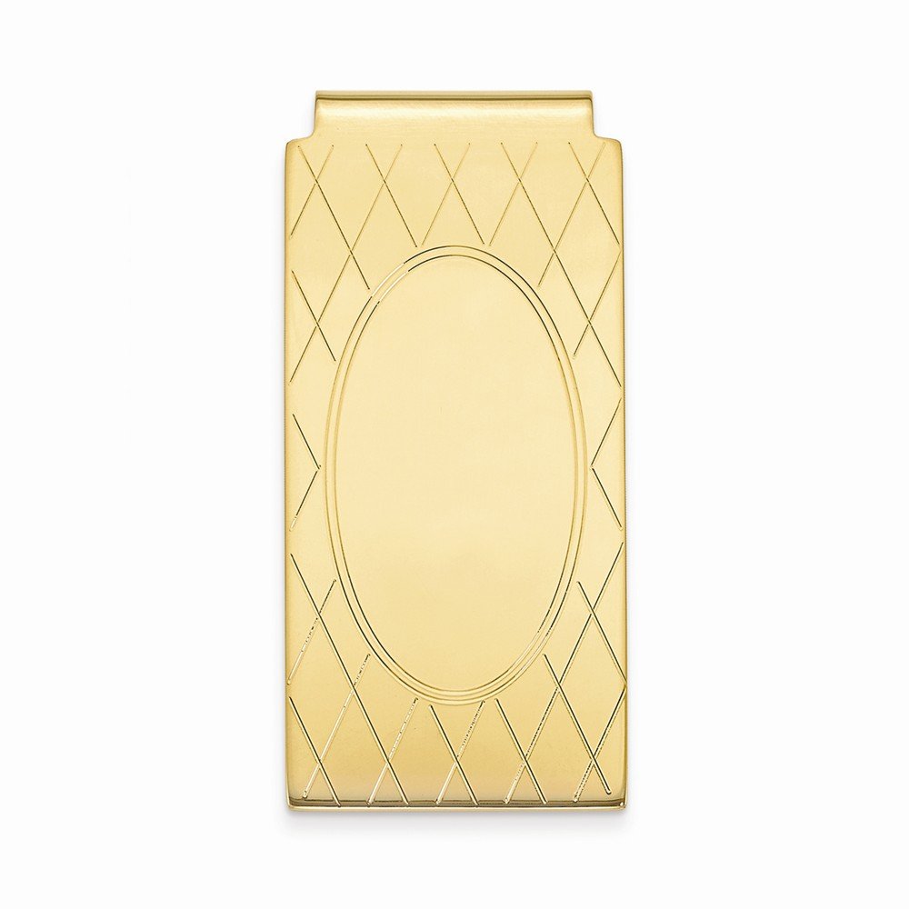 Slim Gold-Plated Business Credit Card Holder with Criss Cross & Oval Center - Money Clip for Men & Women - Perfect for Office, Travel & Everyday Use