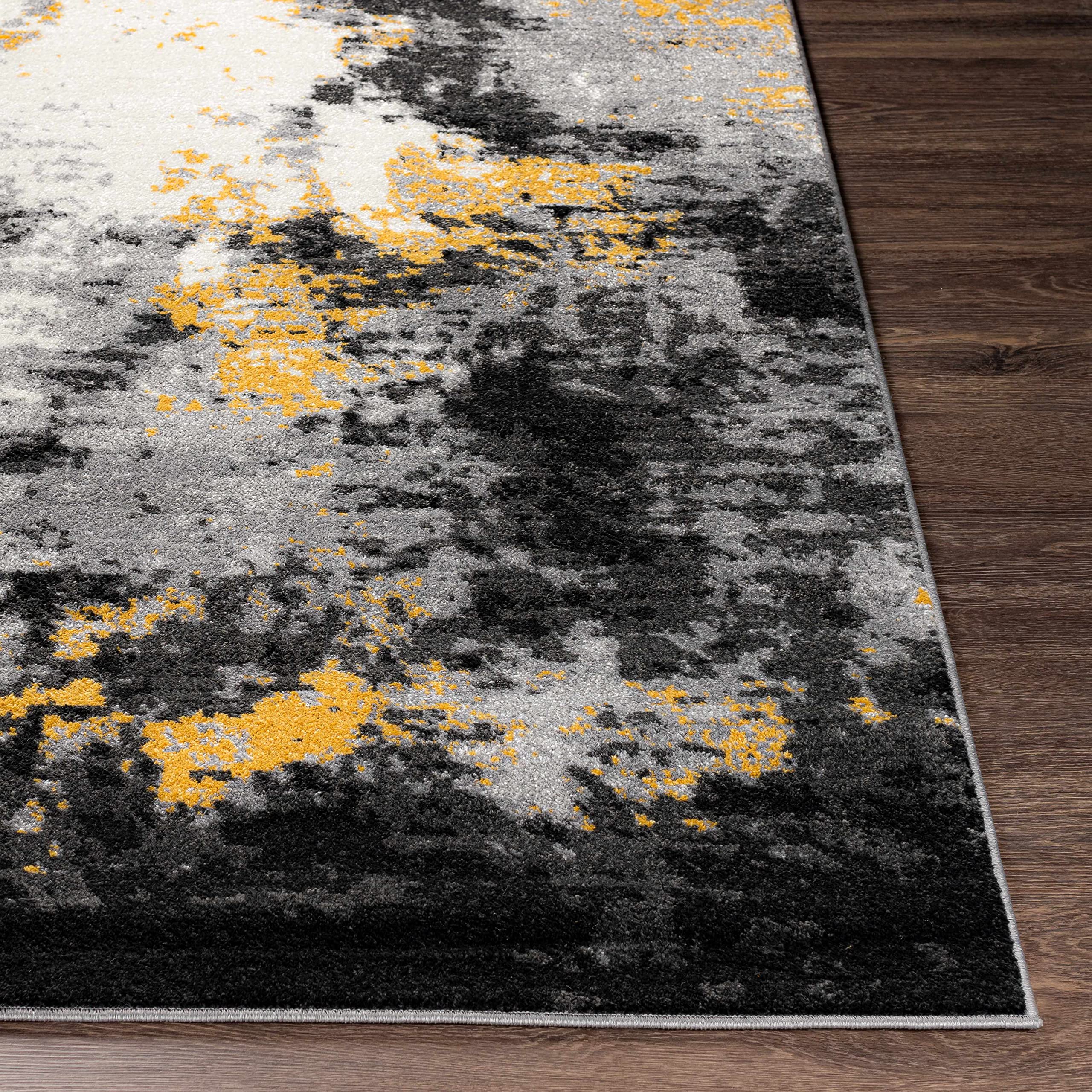 Hauteloom Modern Area Rug for Living Room & Bedroom - Soft Gray, Black, Beige - 2' x 2'11