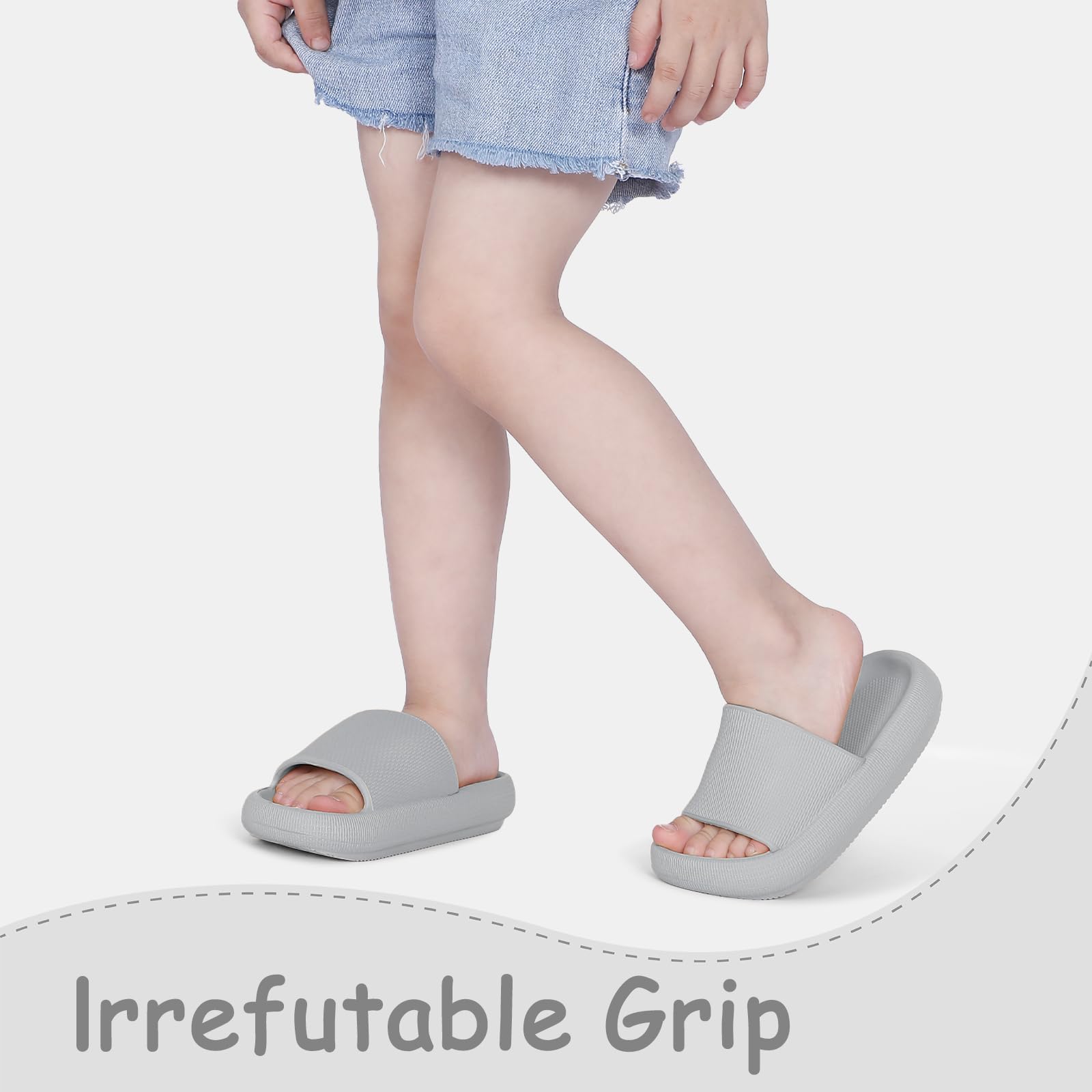 **Kids Cloud Slides - Soft Pillow Slippers for Boys & Girls | Non-Slip Shower Sandals, Beach & Pool Shoes with Thick Sole | Perfect for Bathroom, Summer Outings & Indoor Play**