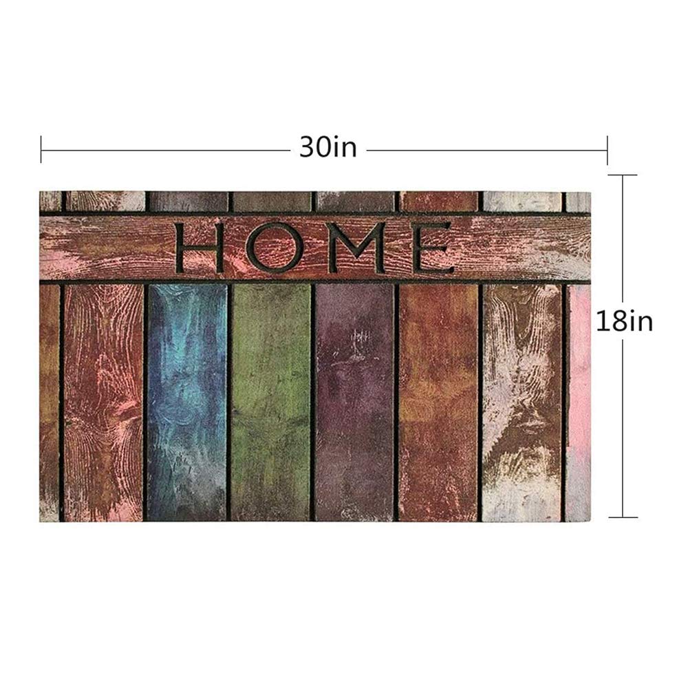 Premium Flocked Heavy Duty Doormat with Wooden Pattern - Non-Slip Indoor/Outdoor Entryway Rug for High Traffic Areas - Perfect for Front Door, Porch, and Mudroom Dirt Trapping