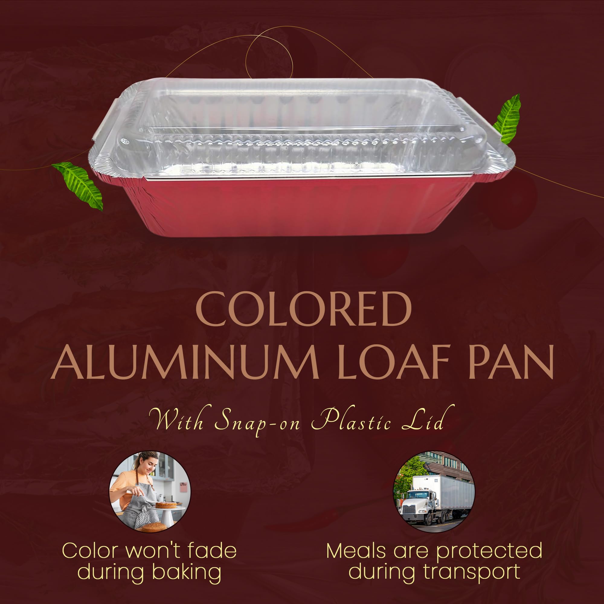 KitchenDance 2lb Disposable Aluminum Loaf Pans (1000 Pack, Red) - Oven & Freezer Safe Foil Baking Pans for Bread, Cakes, Cobblers - Includes Secure Plastic Lids for Storage & Transport - Perfect for Home Baking, Meal Prep & Party Catering