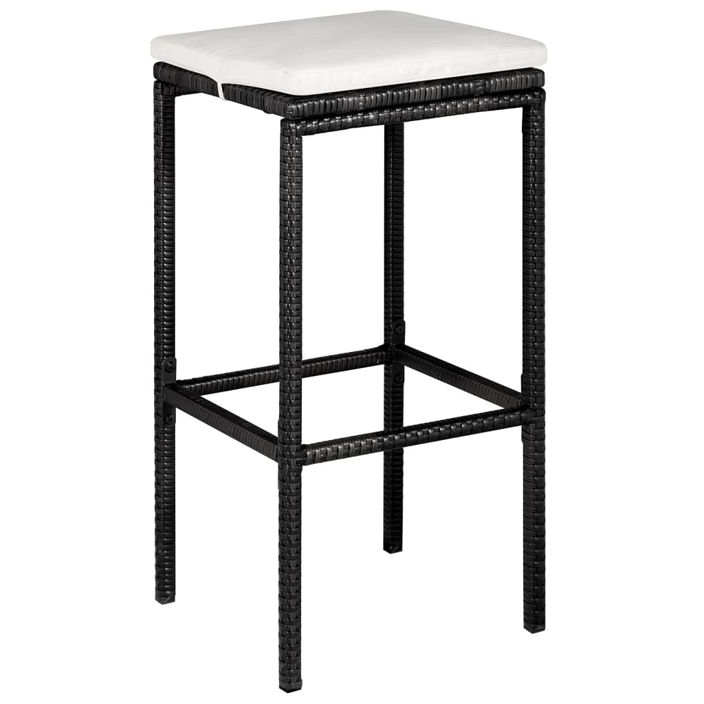 5-Piece Black Poly Rattan Outdoor Bar Set with Table & 4 Chairs, Cushions Included - Perfect for Patio, Garden, Poolside & Backyard Entertaining