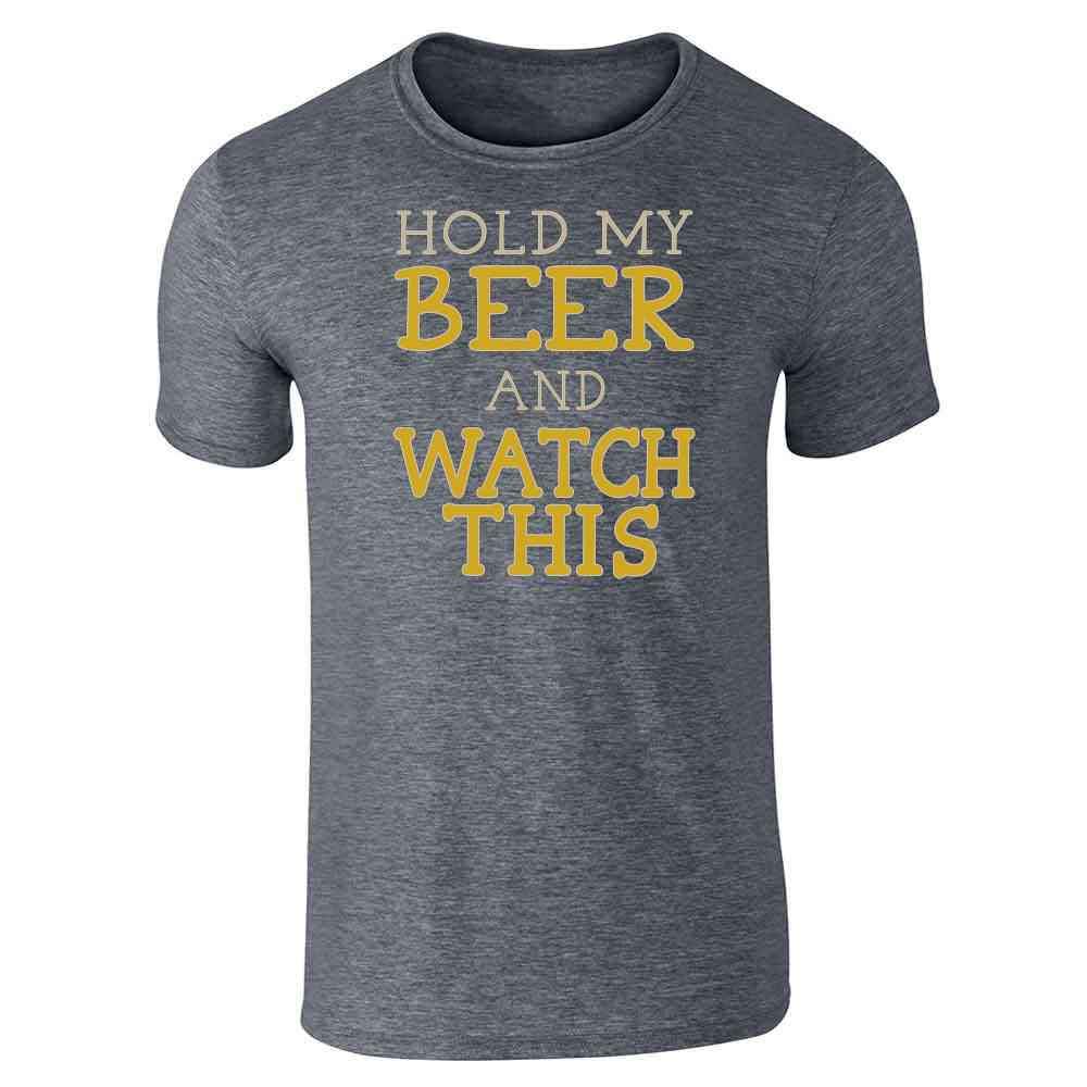 Funny 'Hold My Beer and Watch This' Graphic T-Shirt for Men - Comfortable Cotton Tee with Humorous Saying - Perfect for Casual Wear, Parties, and Gifts