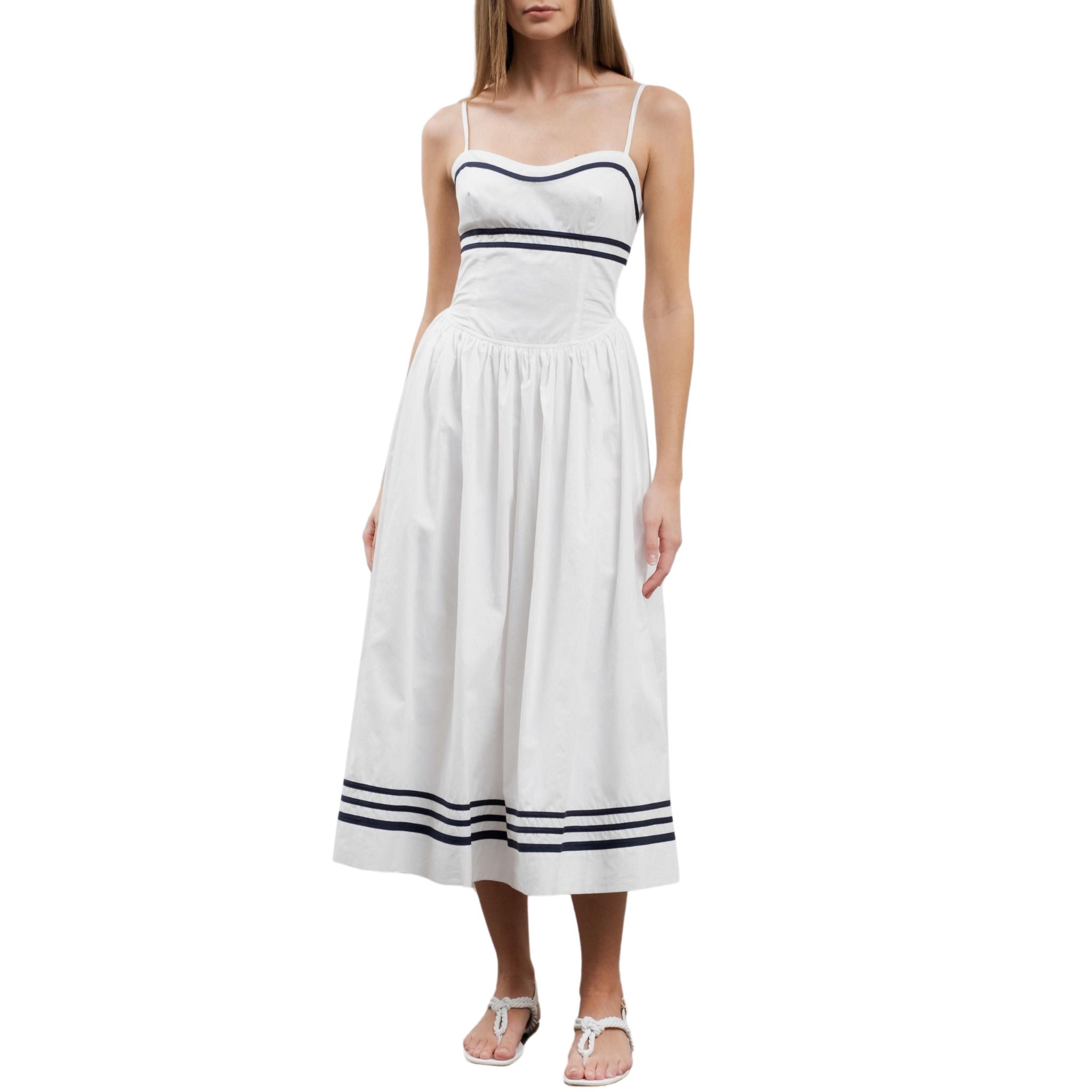 Spaghetti Strap Smocked Midi Dress for Women - Flowy Summer Sundress with Ruffles | Perfect for Beach Vacations, Date Nights & Brunch Outings