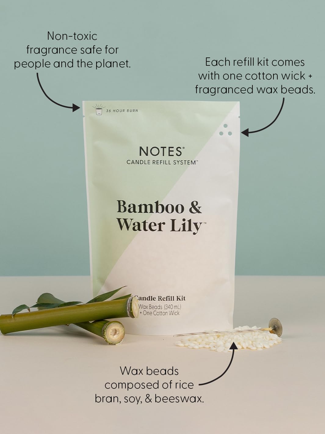 Sustainable Candle Starter Kit - Watery Floral Duo | Refillable & Reusable Candles with 100% Natural Wax | Bamboo Water Lily + Violet White Iris Scented Candles | Perfect for Home Relaxation, Spa Days & Romantic Ambiance