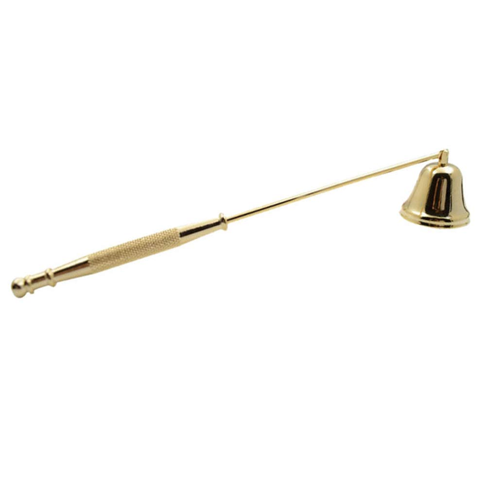 DAZISEN Bell Shaped Candle Snuffer - Premium Stainless Steel with Long Handle for Safe Candle Extinguishing - Gold Finish | Perfect for Home Decor, Wedding Centerpieces & Relaxing Aromatherapy Sessions