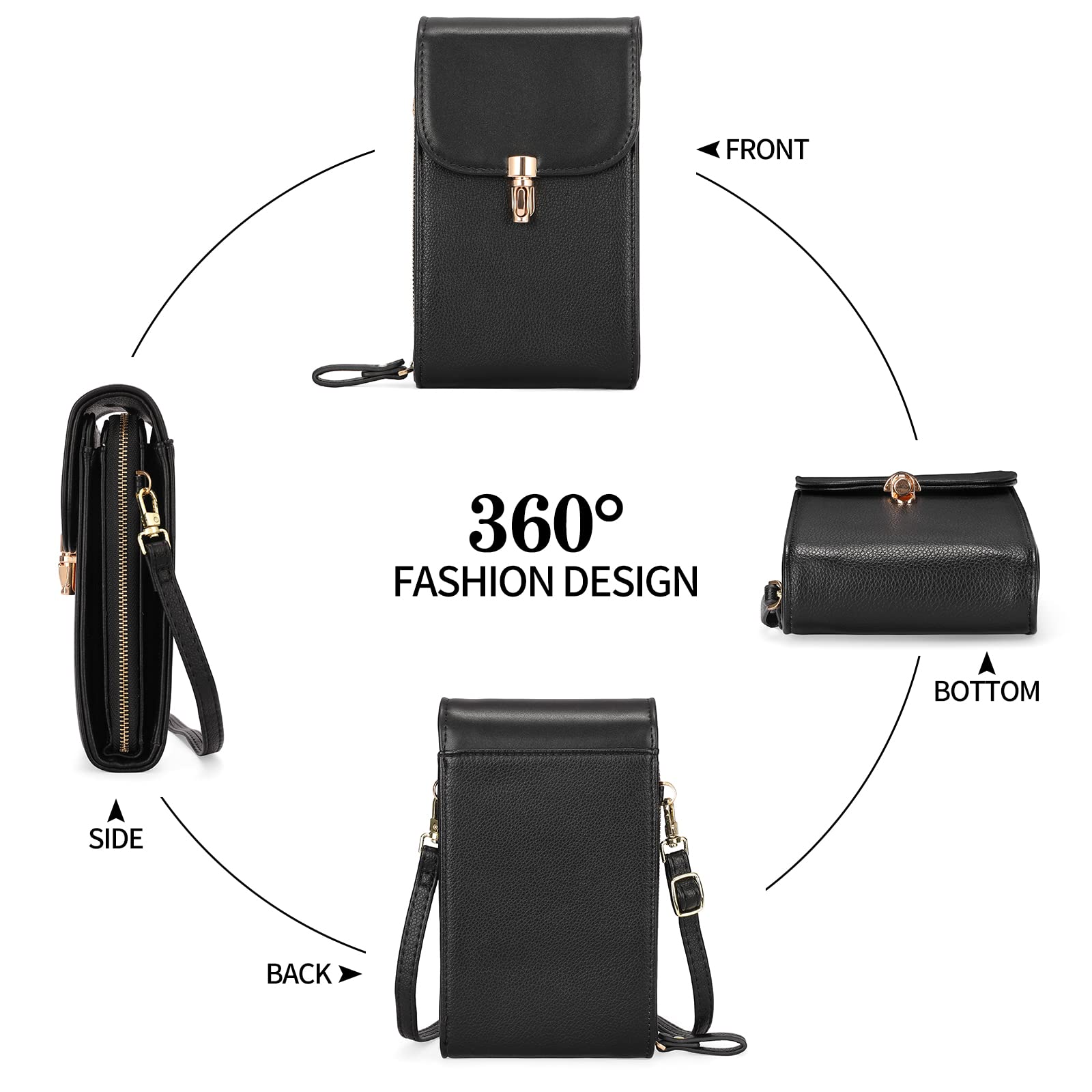 SENDEFN Women's Leather Crossbody Phone Bag with Shoulder Strap & Card Slots - Small Wallet Purse for iPhone, Credit Cards & Essentials | Perfect for Travel, Shopping & Daily Use