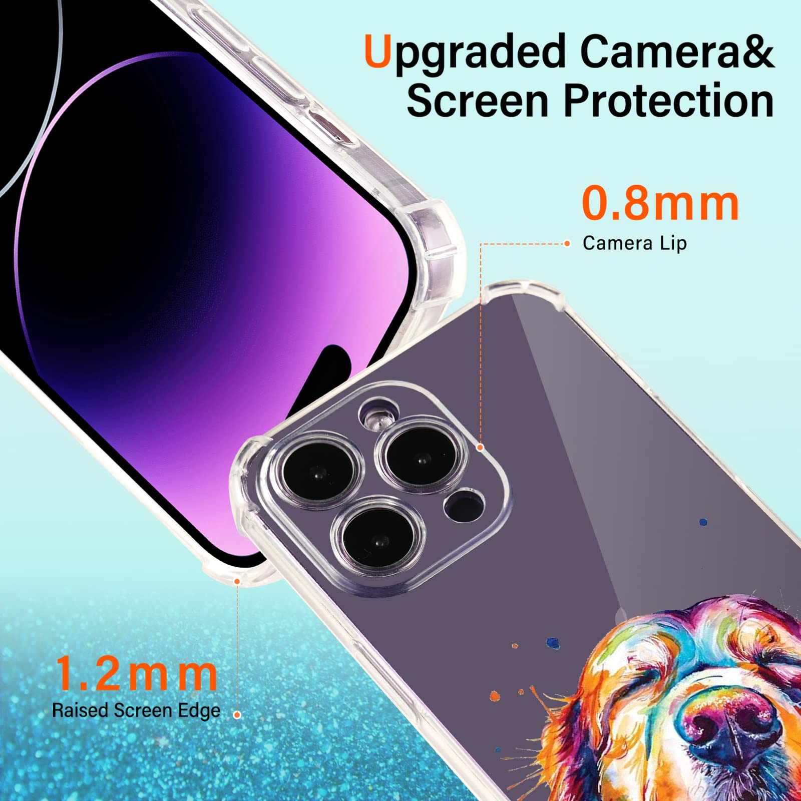 Golden Retriever Design iPhone 12 Pro Max Case with Rainbow Pattern - 6.7