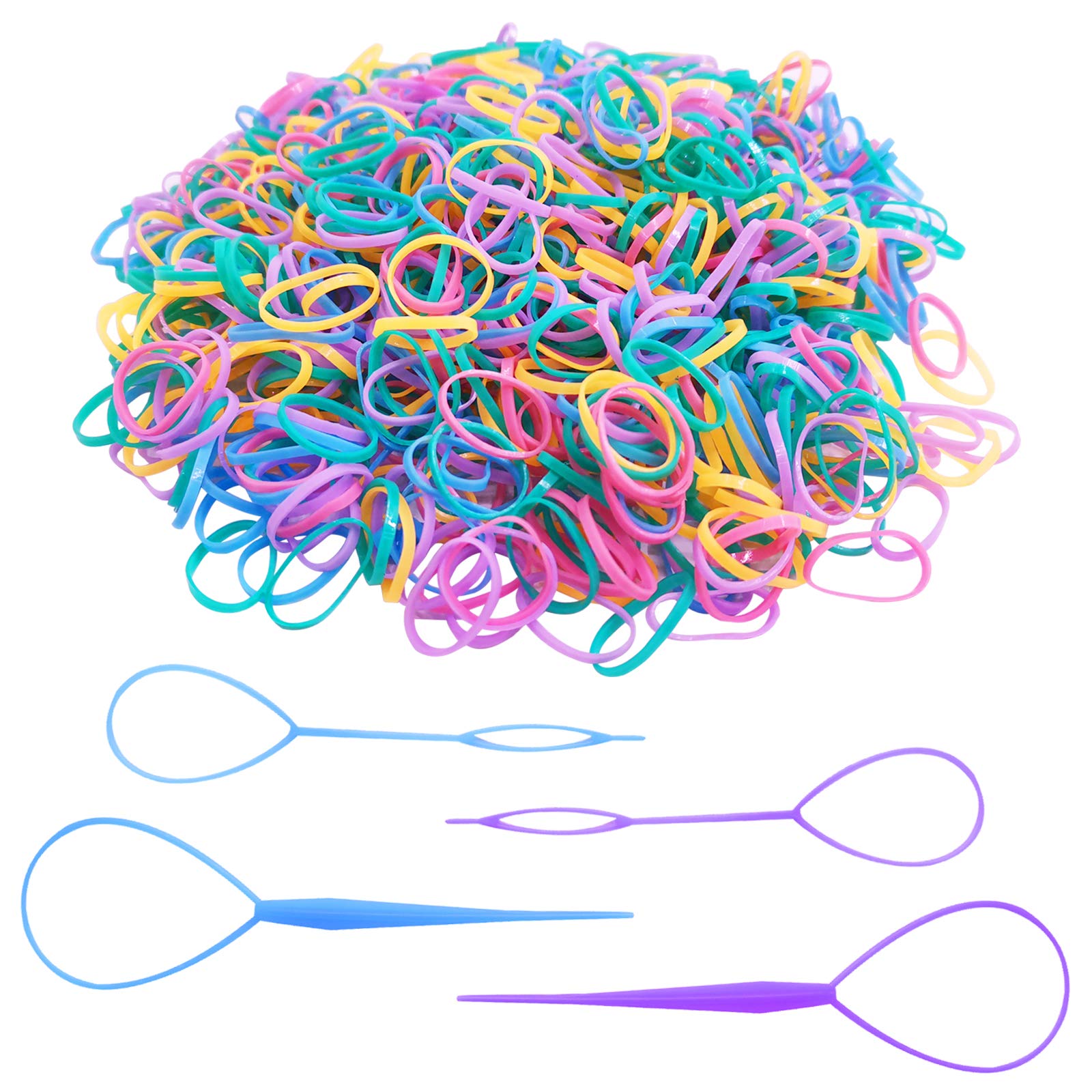 SourceTon 2500 Pcs Colorful Mini Hair Rubber Bands for Girls - Soft Hair Ties for Toddlers & Kids, Hair Accessories Kit with Hair Tail Tools (Great for Braiding, Ponytails & Hairstyling)
