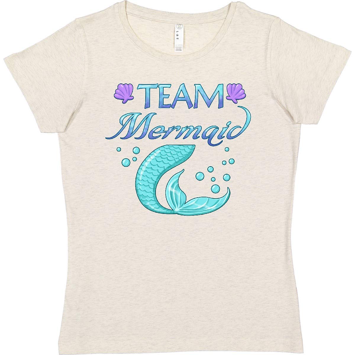 Inktastic Team Mermaid Women's T-Shirt | Cute Mermaid Graphic Tee for Women | Soft Cotton Crewneck Shirt | Perfect for Beach Days, Summer Outfits & Mermaid Lovers