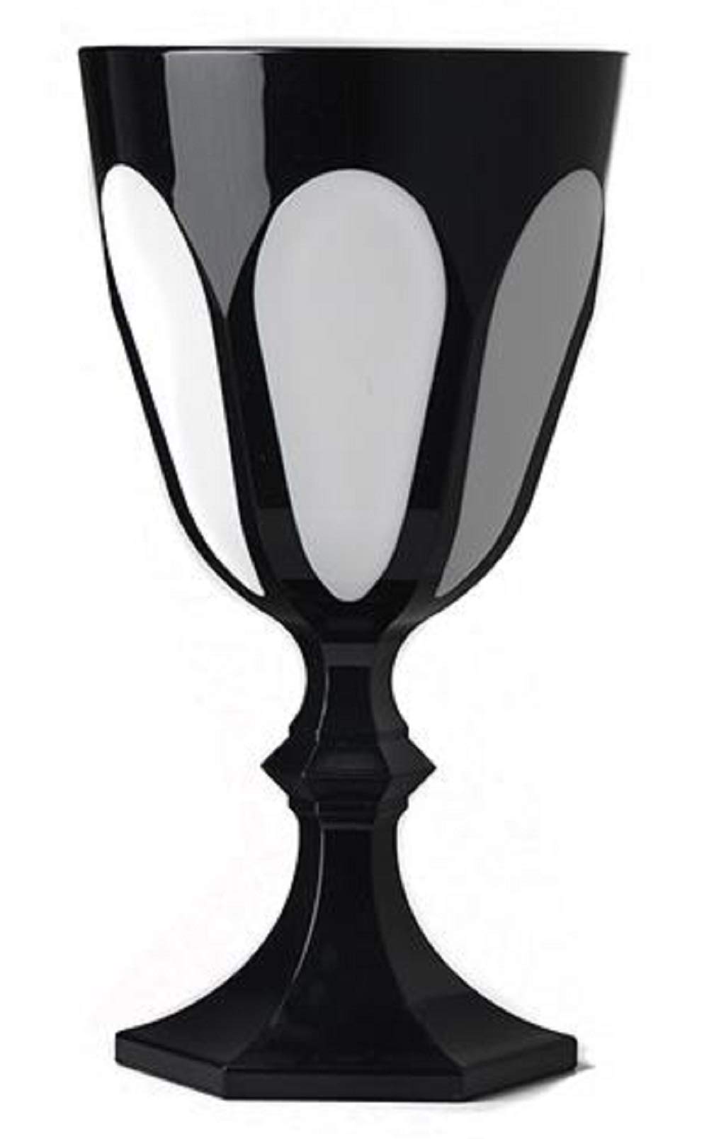 Premium Mario Luca Giusti Palm Beach Water Goblets Set of 6 - Elegant Black & White Stemware for Wine, Cocktails & Water - Perfect for Dinner Parties, Weddings & Luxury Home Decor
