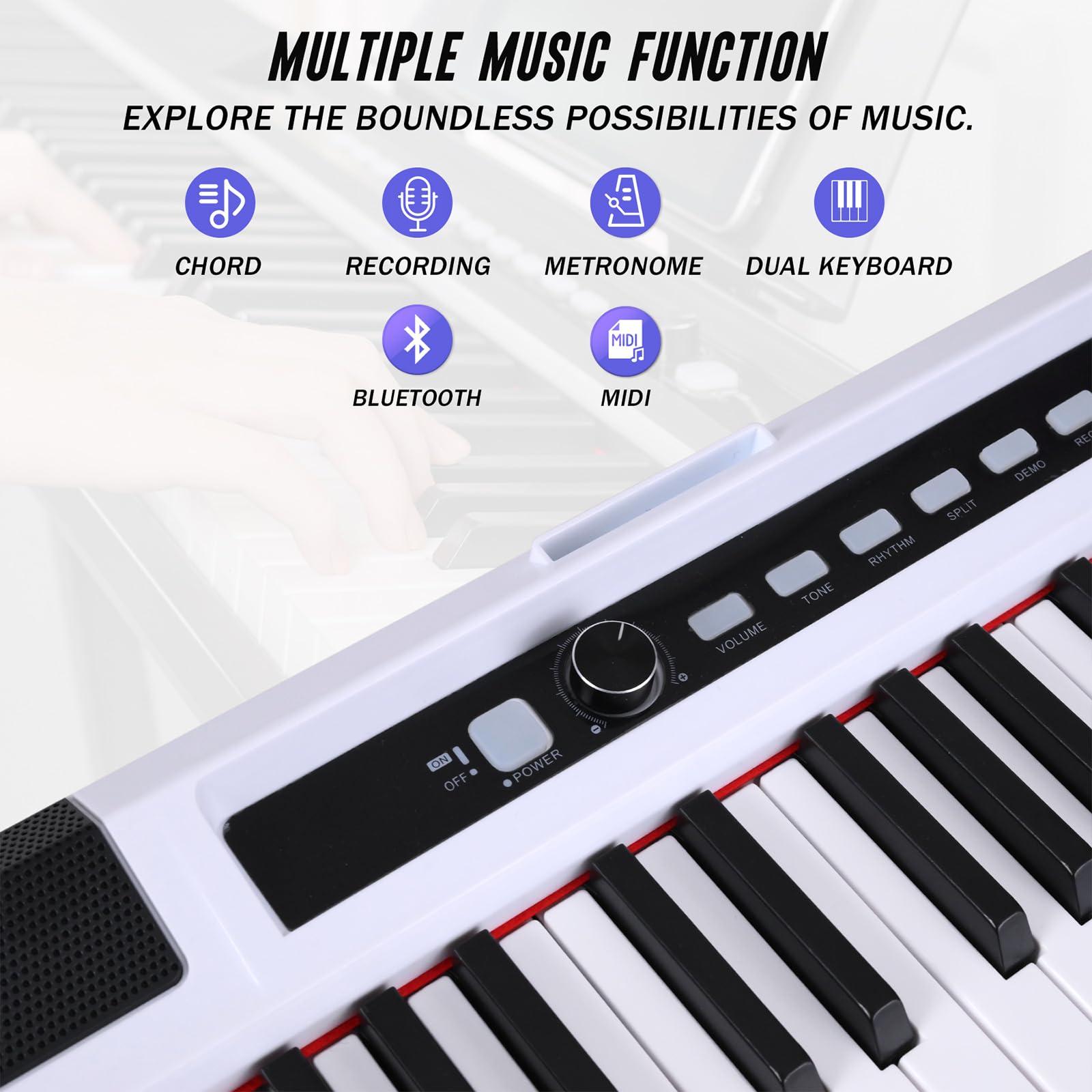 88-Key Semi-Weighted Portable Digital Piano Keyboard Set for Beginners - Compact Electric Piano with Stand, Carrying Case, Sustain Pedal & Headphones (White) - Perfect for Home Practice, Music Lessons & Live Performances