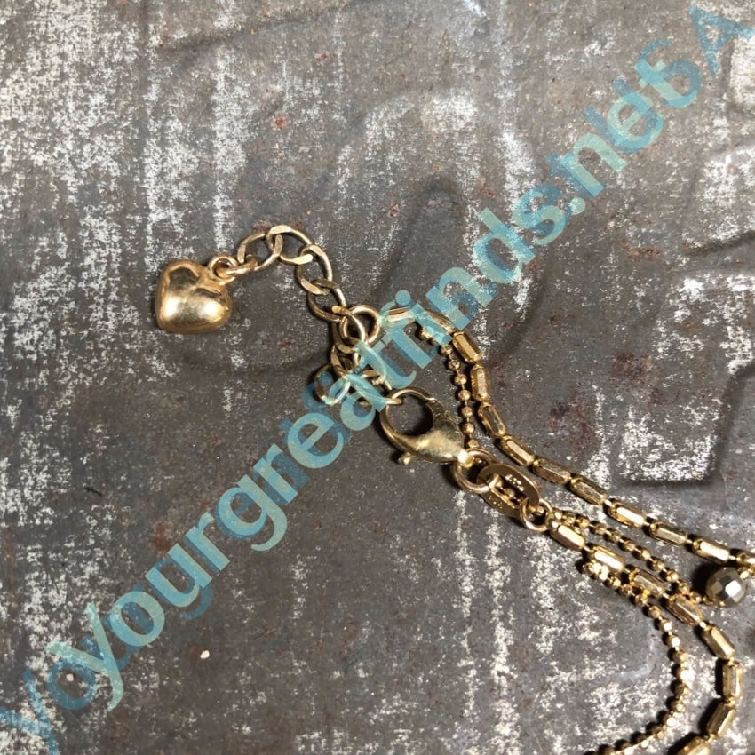 Vintage 14k Yellow Gold Anklet with Puffy Heart Charm - Elegant Ankle Bracelet for Women, Perfect for Beach, Summer & Special Occasions