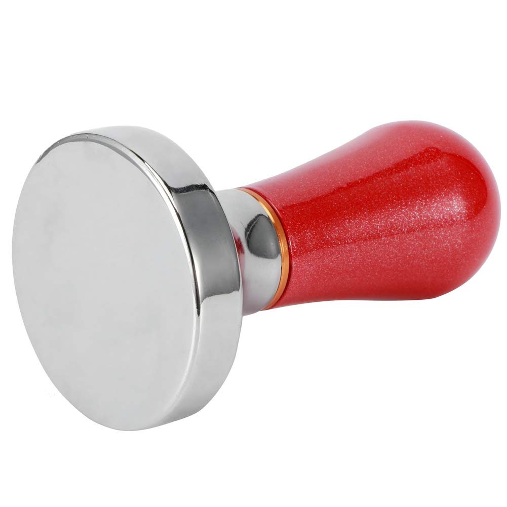 57mm Espresso Tamper - Professional Coffee Press Tool for Baristas | Heavy Duty Stainless Steel Coffee Accessory for Espresso Machines | Perfect for Home Coffee Bars & Cafés (Red)
