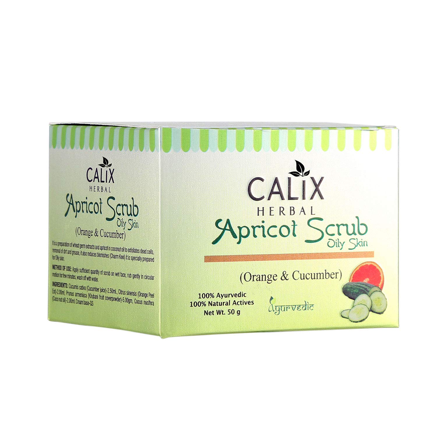 Calix Herbal Apricot Facial Scrub - Exfoliating & Pore Cleansing Face Wash with Cucumber & Orange Extracts for Blackhead Removal (50g) - Perfect for Daily Skincare Routine & Acne-Prone Skin