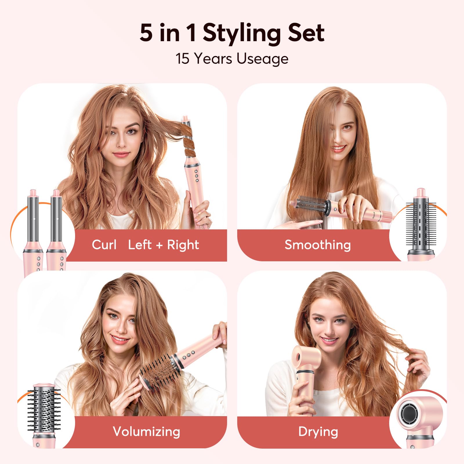 5 in 1 Air Styler - Professional Frizz-Free Automatic Wrap Curlers & Hair Dryer Brush, 110000 RPM Fast Drying Blow Dryer for Curling, Volumizing, Straightening & Smoothing, No Heat Damage, Perfect Gift for Women - Salon Quality Styling at Home for Daily Use & Special Occasions