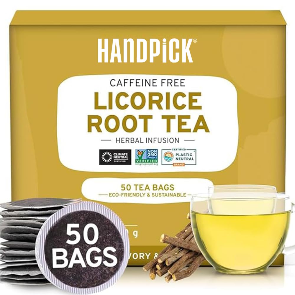 Organic Licorice Root Tea Bags (50 Count) - Caffeine Free, Non-GMO Herbal Tea | Eco-Friendly Round Tea Bags | Soothing Digestive Aid & Stress Relief | Perfect for Relaxation, Detox & After-Meal Comfort