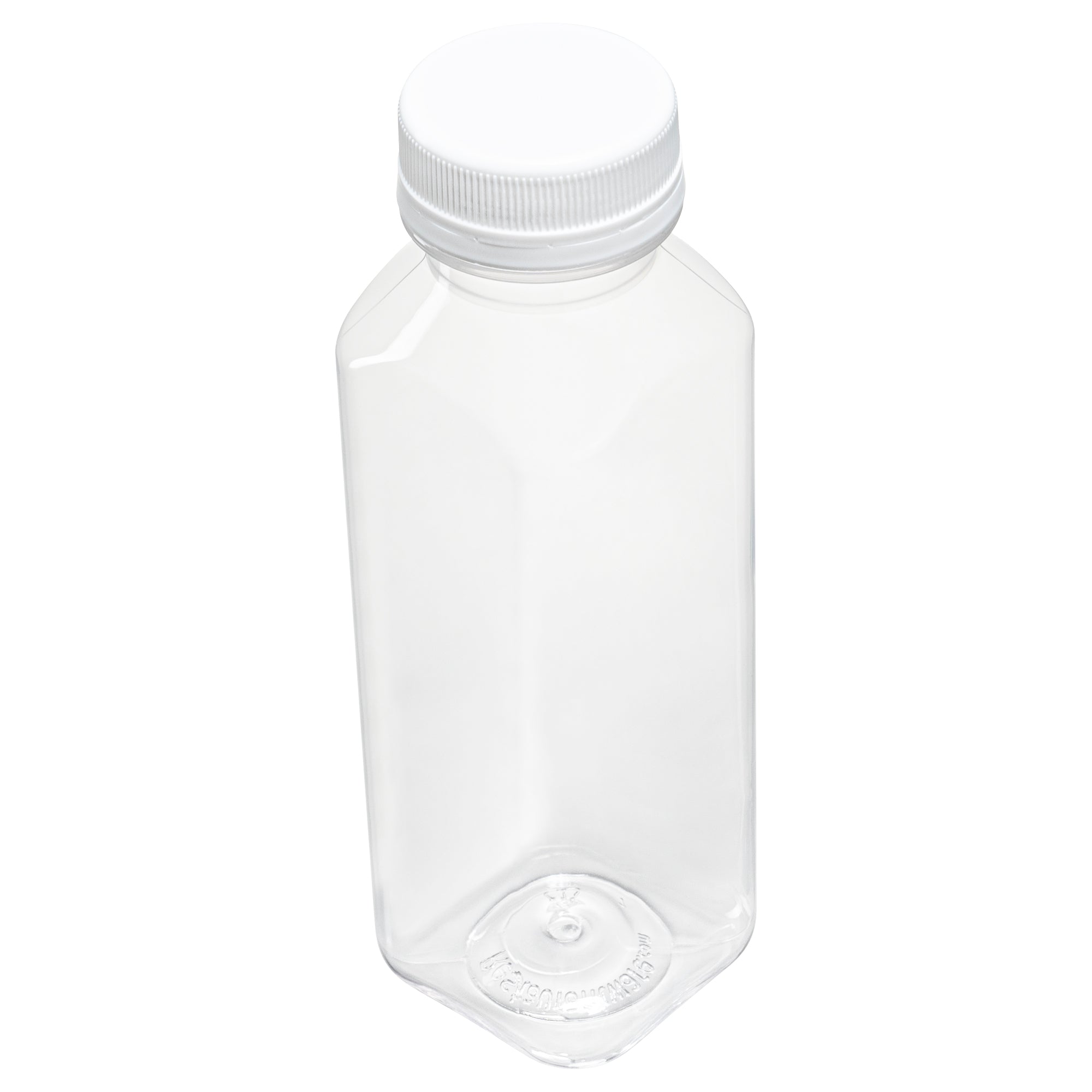 12 oz Square Clear Plastic Cold Pressed Juice Bottles with Safety Cap - 2 x 2 x 6.5 Inches - Pack of 100 - Perfect for Fresh Juices, Smoothies & Meal Prep Storage