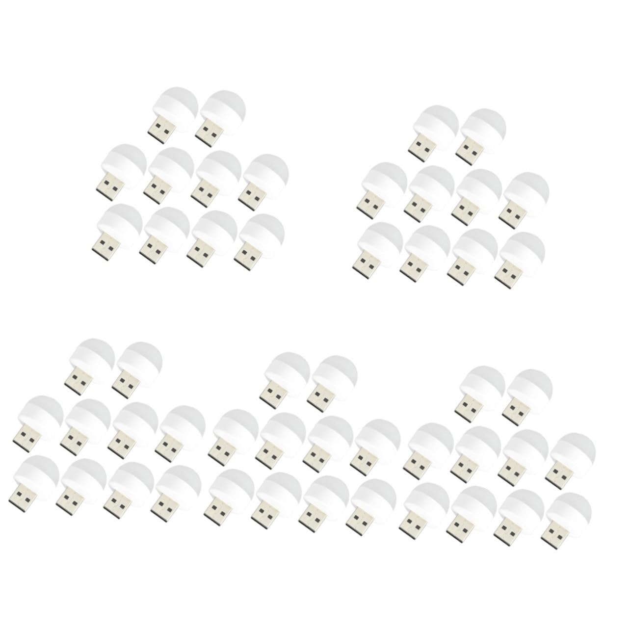 50 Pcs LED Night Lights - USB Powered Nightlight Bulbs for Home, Travel & Car - Portable Bedside Lamp, Nursery Light, Closet Lighting & Emergency Use
