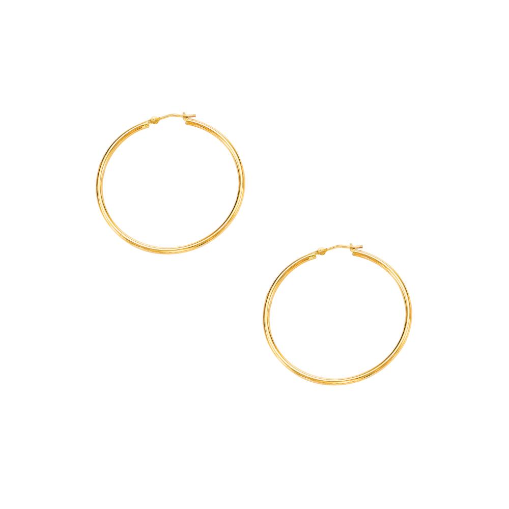 10K Gold 2x40mm Hoop Earrings for Women - Classic Dainty Huggie Hoops - Perfect for Everyday Wear, Gifts & Special Occasions